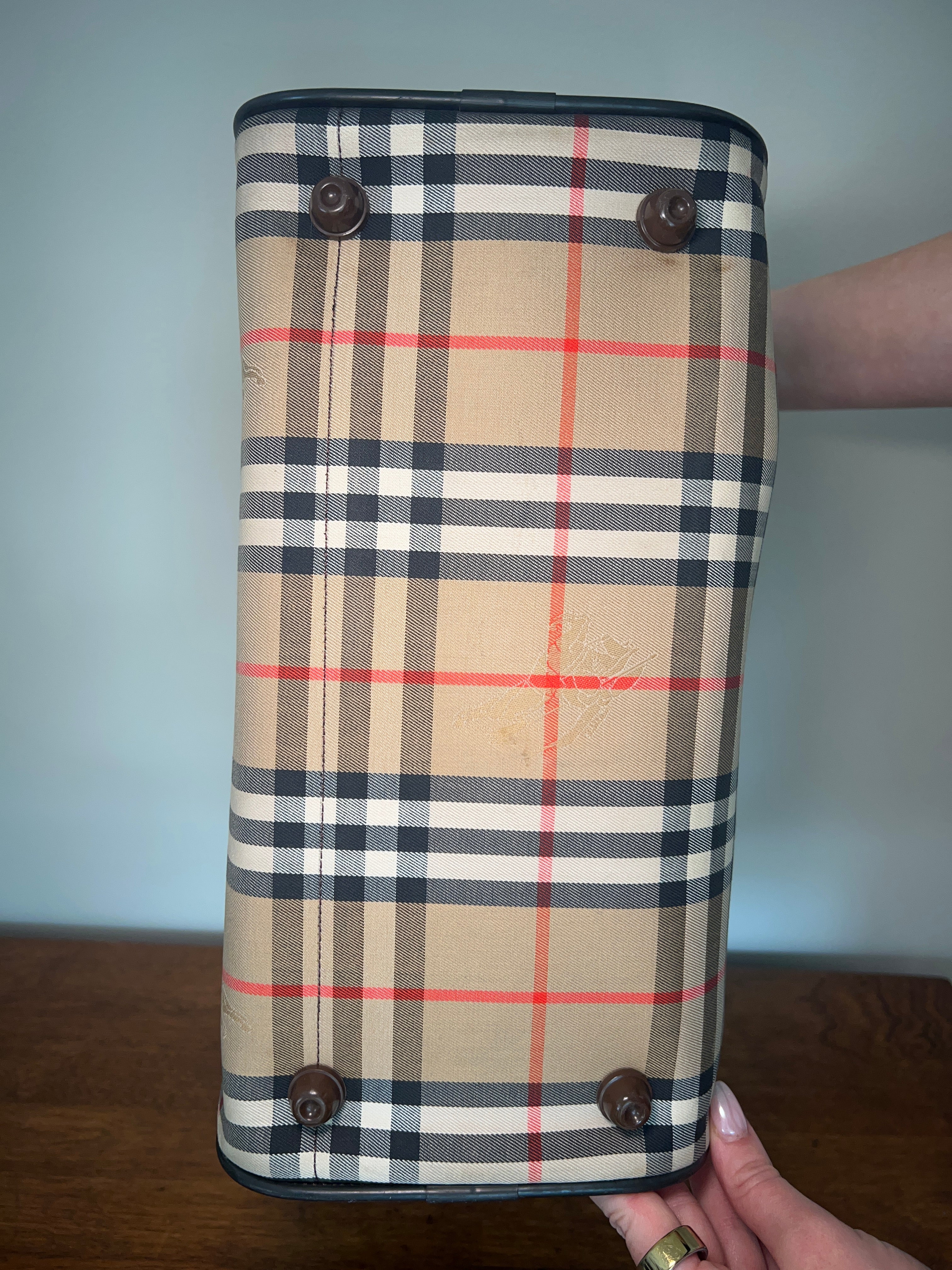 Vintage Burberrys Beige House Check Boston Bag