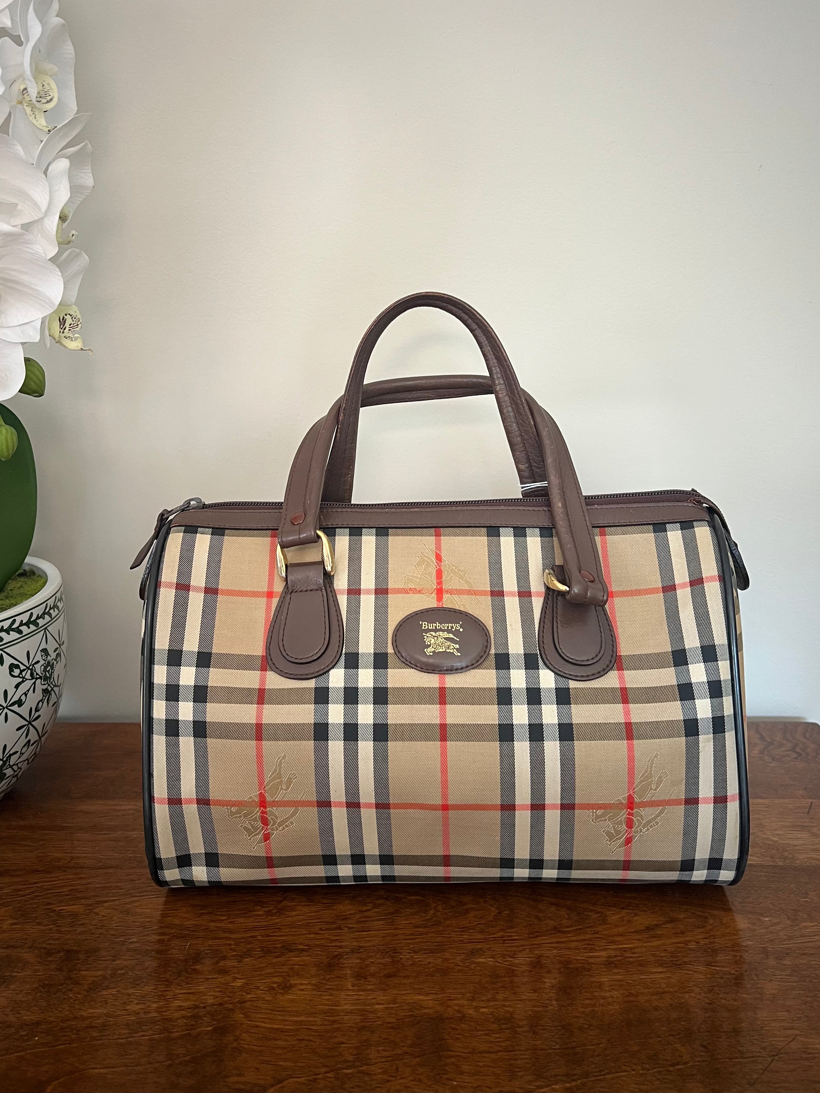 Vintage Burberrys Beige House Check Boston Bag