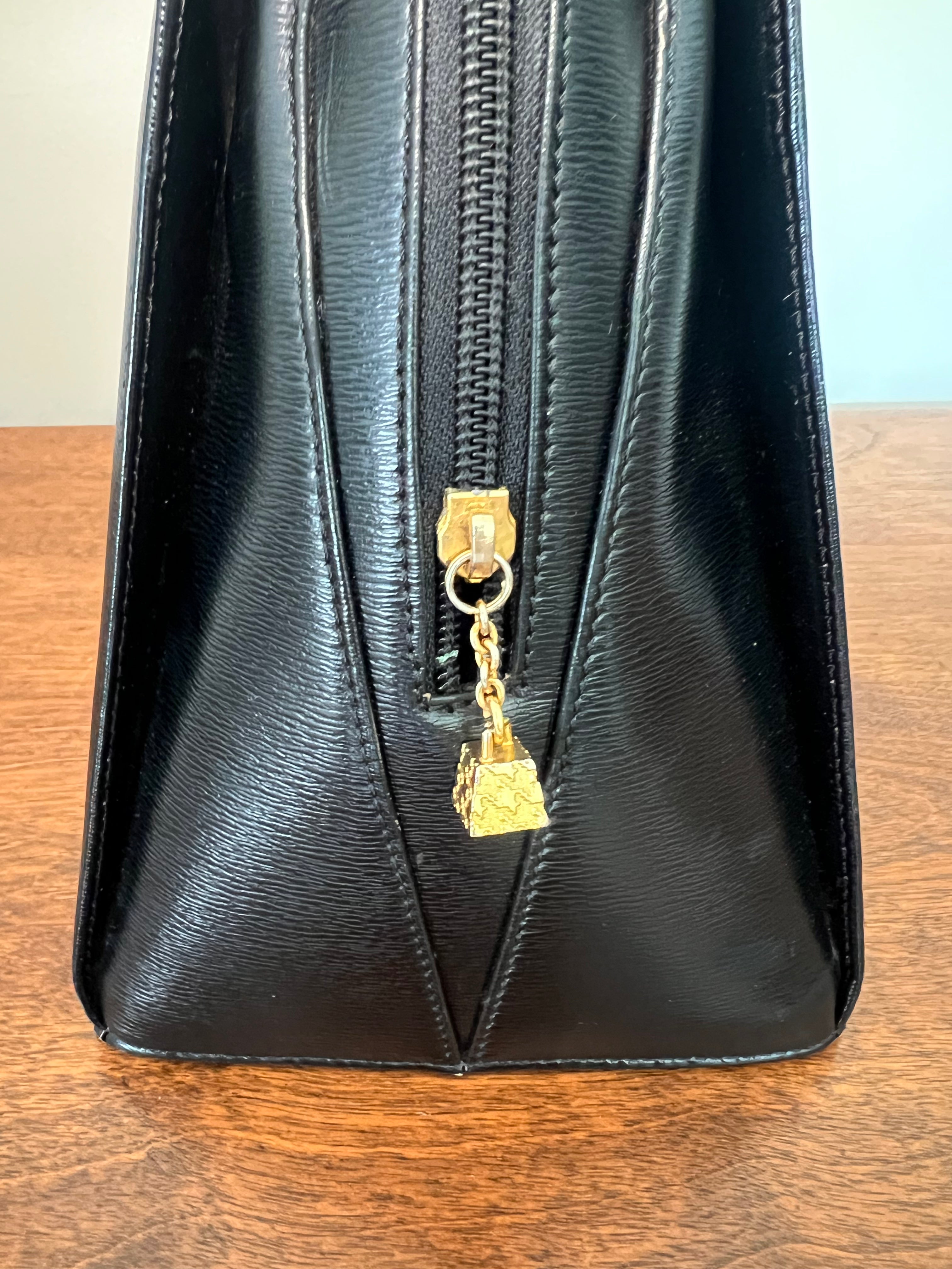 Christian Dior Paris Black Leather Top Handle Bag