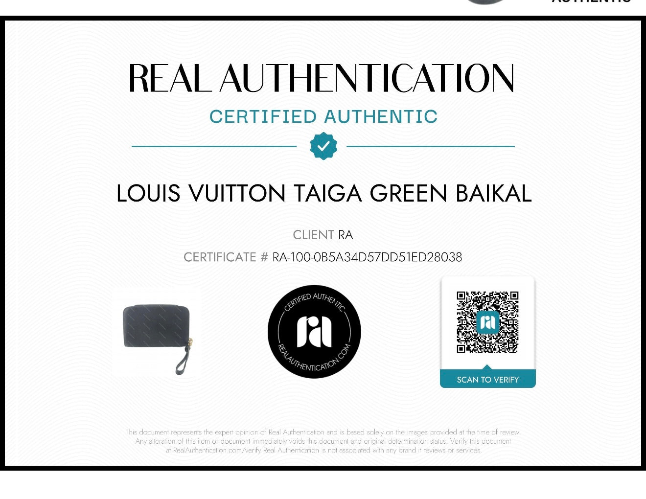 Louis Vuitton Taiga Green Baikal Clutch Wristlet