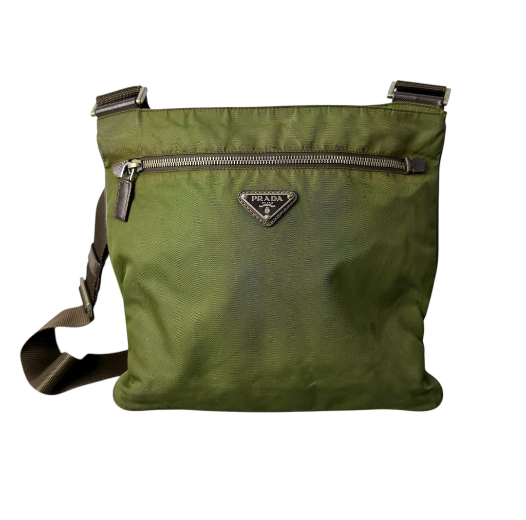 Prada Tessuto Nylon Crossbody Bag in Bruciato Green