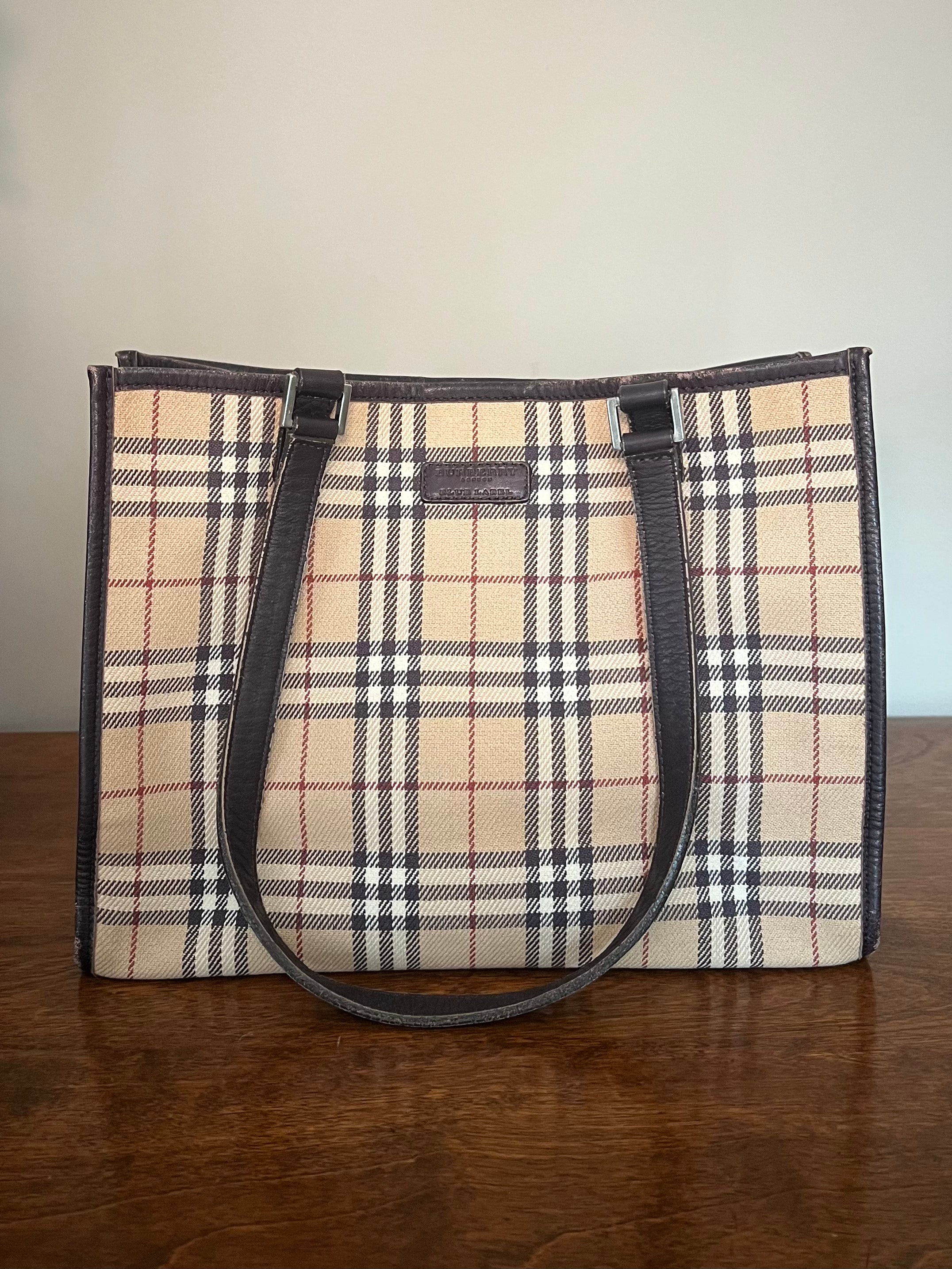 Burberry Vintage Nova Check Woven Canvas Tote