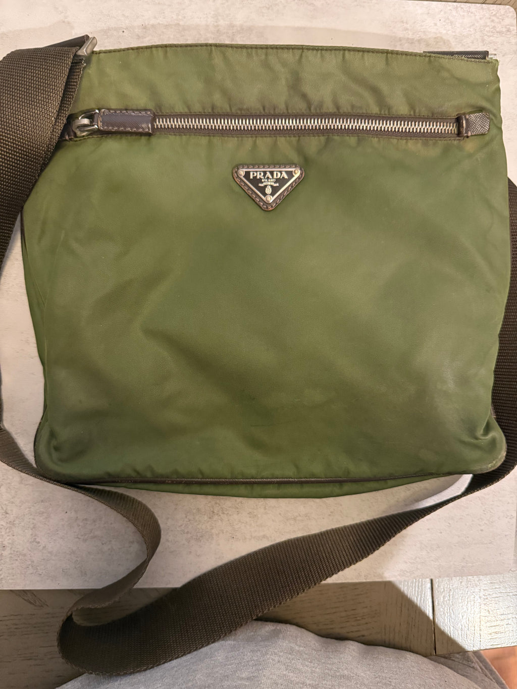 Prada Tessuto Nylon Crossbody Bag in Bruciato Green