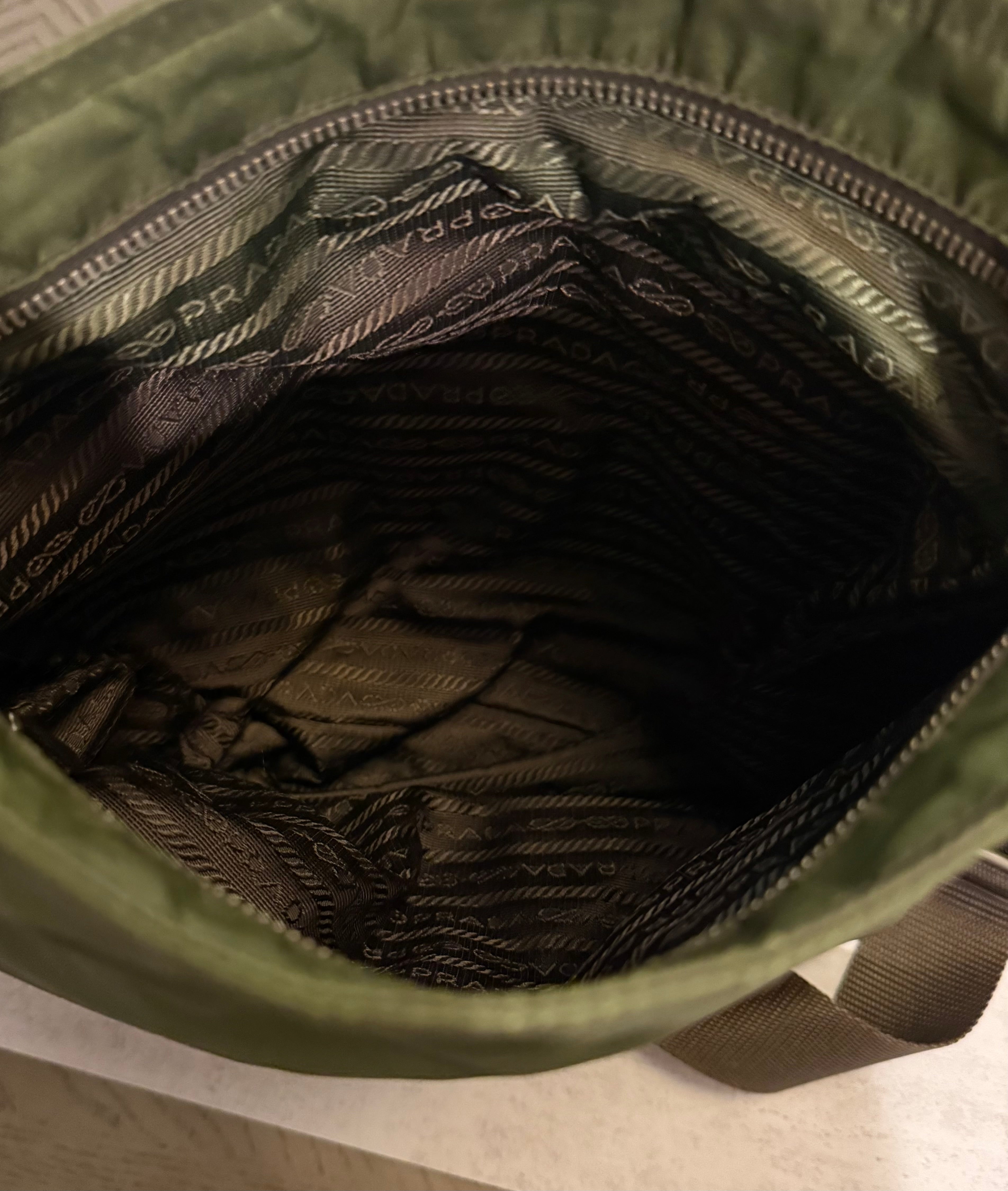 Prada Tessuto Nylon Crossbody Bag in Bruciato Green