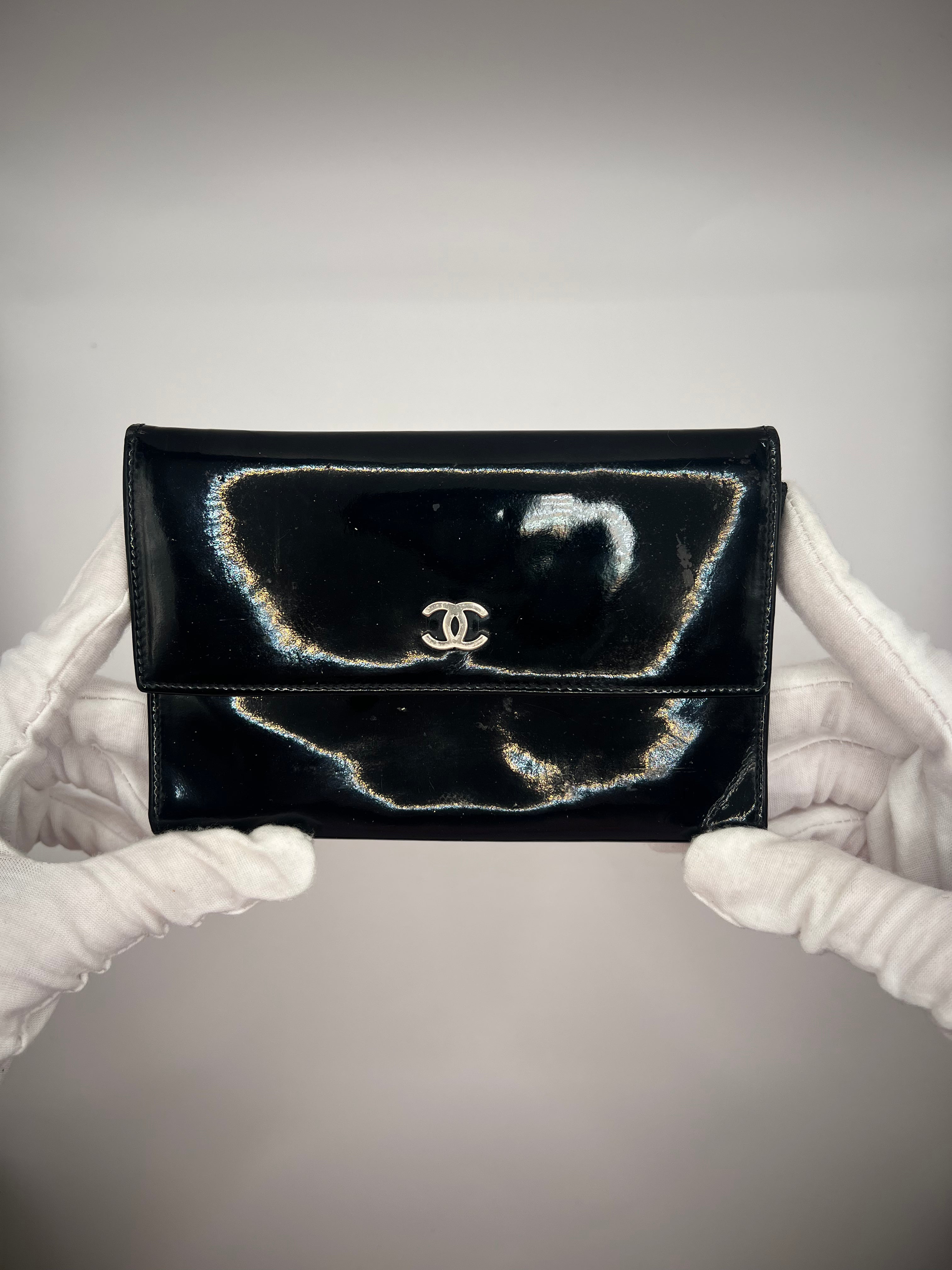 Chanel Black Patent Leather Wallet (2003–2004 Series)