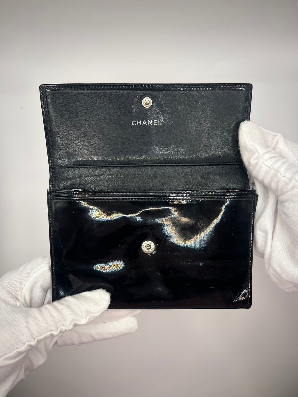 Chanel Black Patent Leather Wallet (2003–2004 Series)