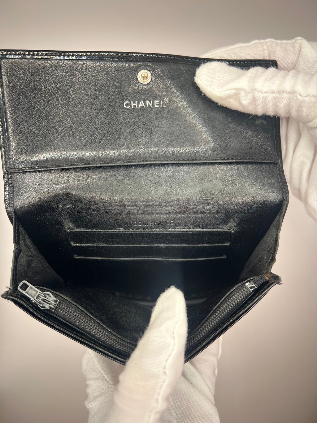 Chanel Black Patent Leather Wallet (2003–2004 Series)