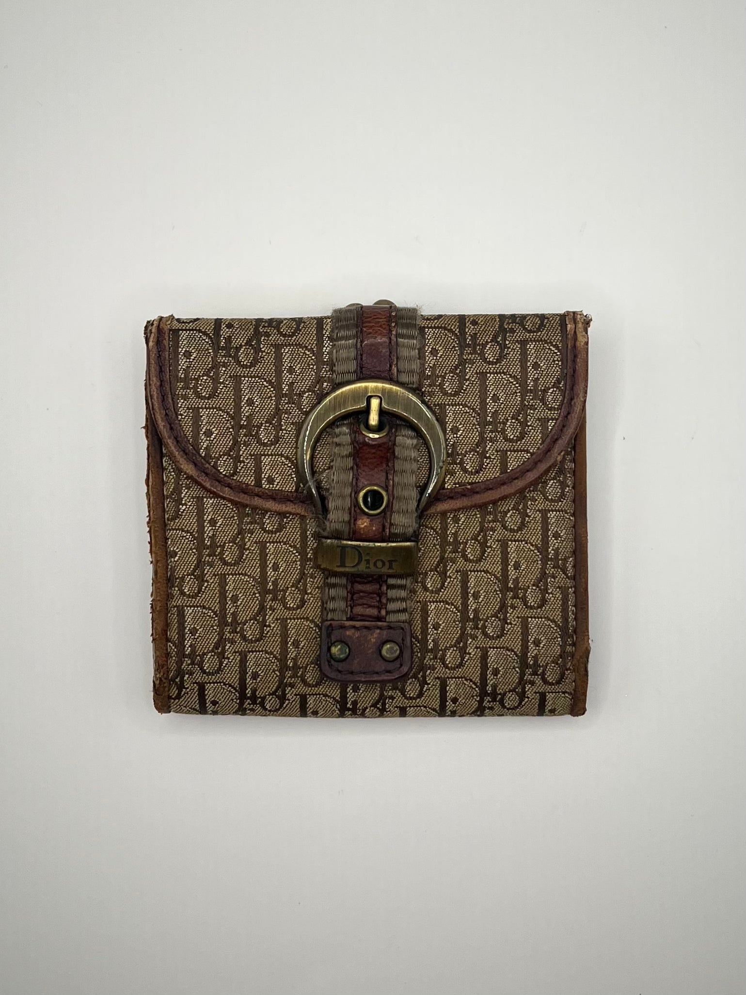Dior Monogram Buckle Bifold Wallet – Brown Oblique Canvas
