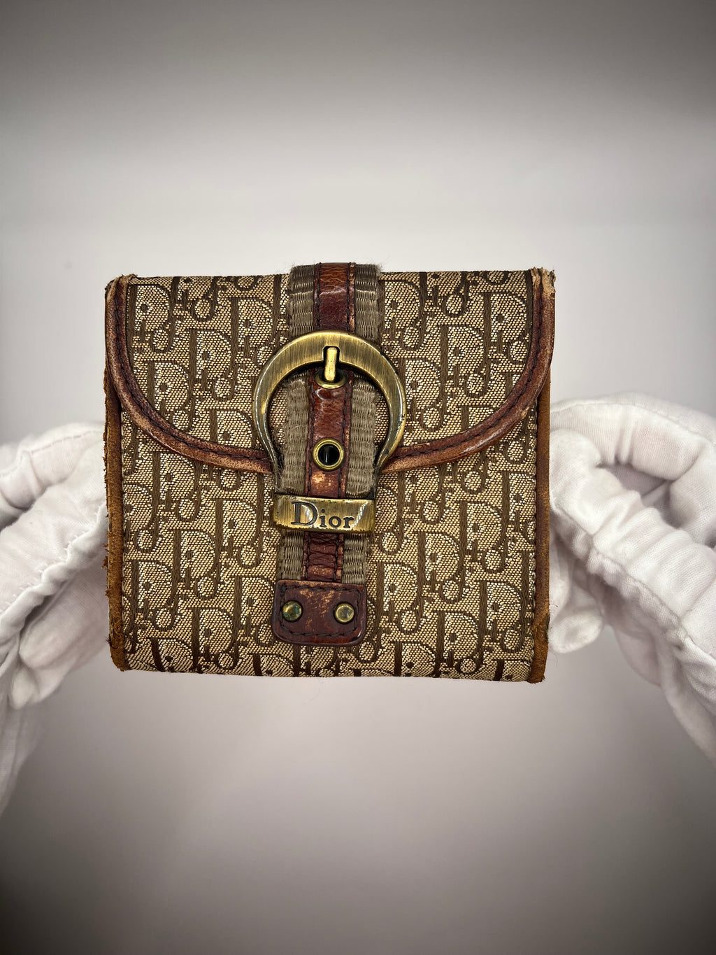 Dior Monogram Buckle Bifold Wallet – Brown Oblique Canvas