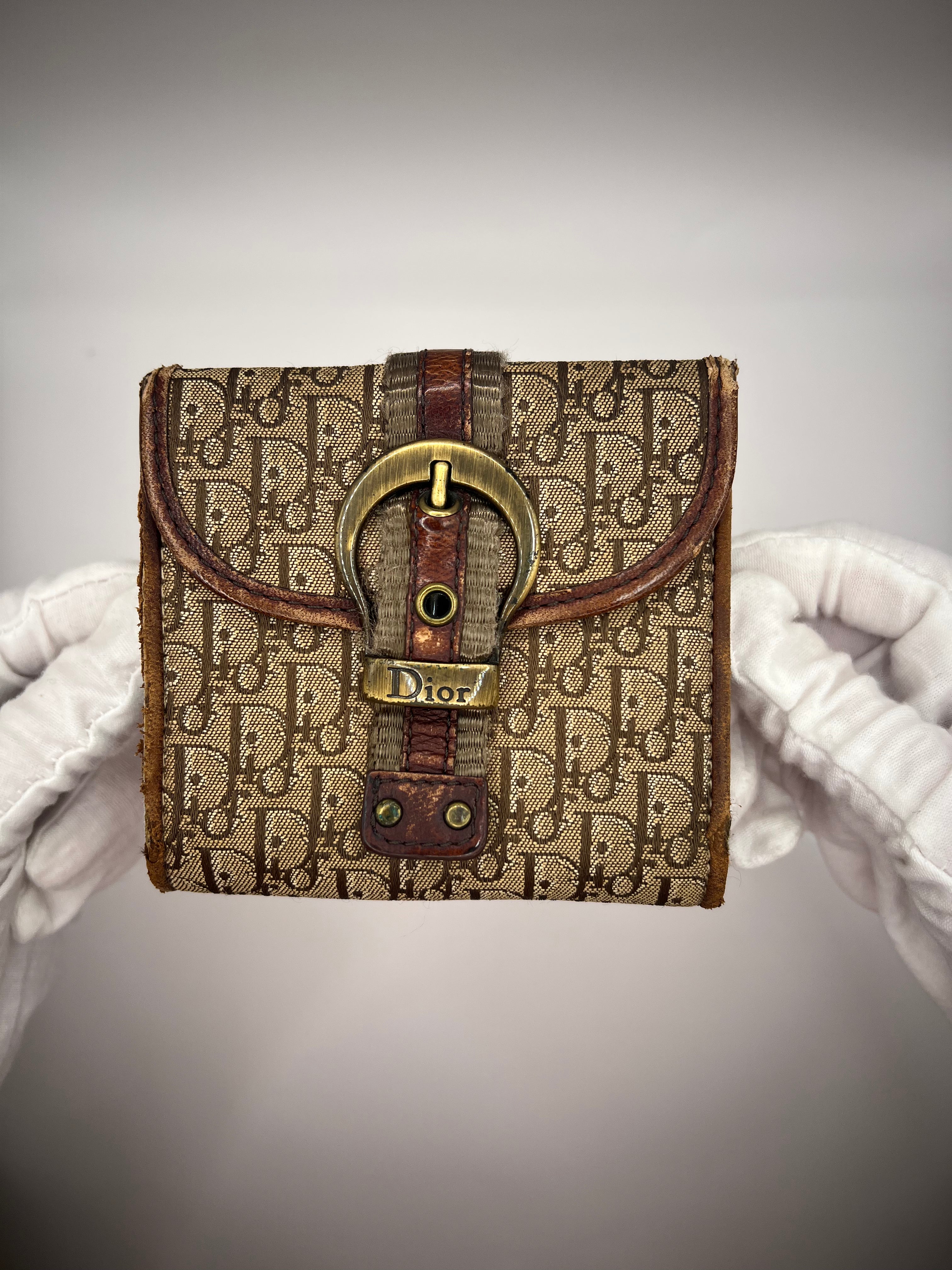 Dior Monogram Buckle Bifold Wallet – Brown Oblique Canvas