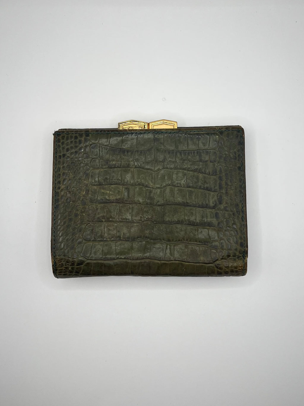 Yves Saint Laurent Olive Crocodile-Embossed Leather wallet