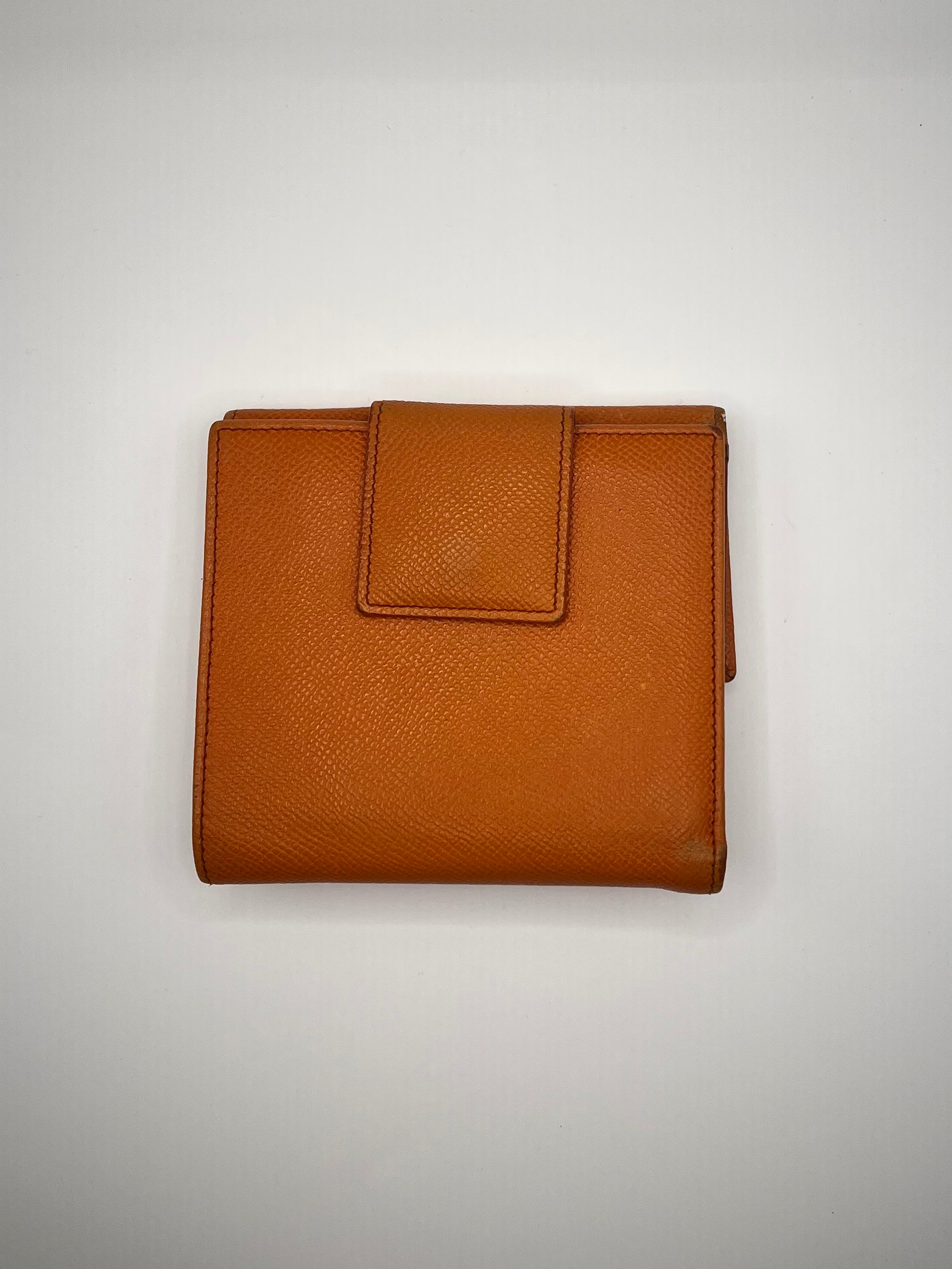BVLGARI Burnt Orange Saffiano Leather Wallet
