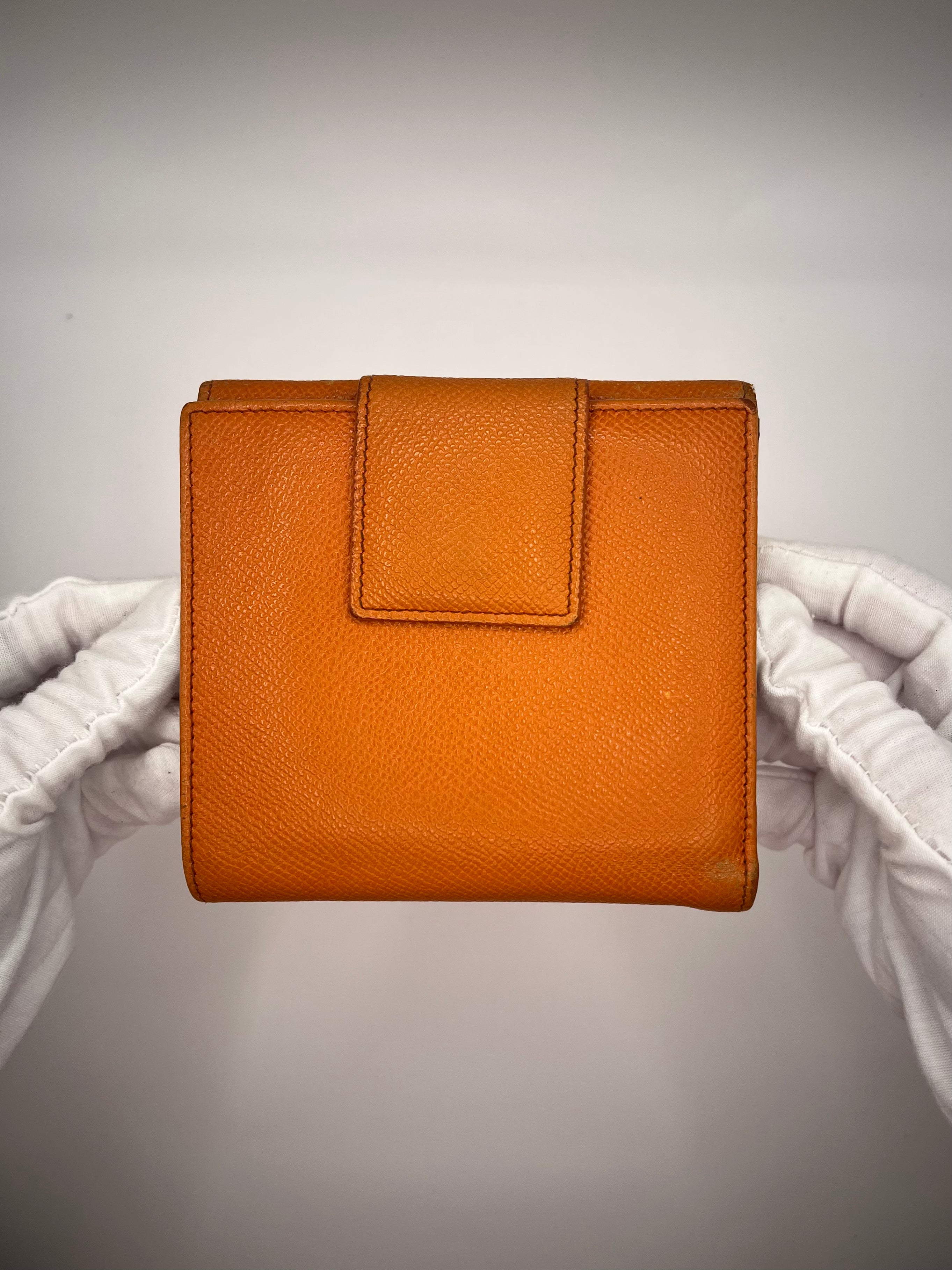 BVLGARI Burnt Orange Saffiano Leather Wallet