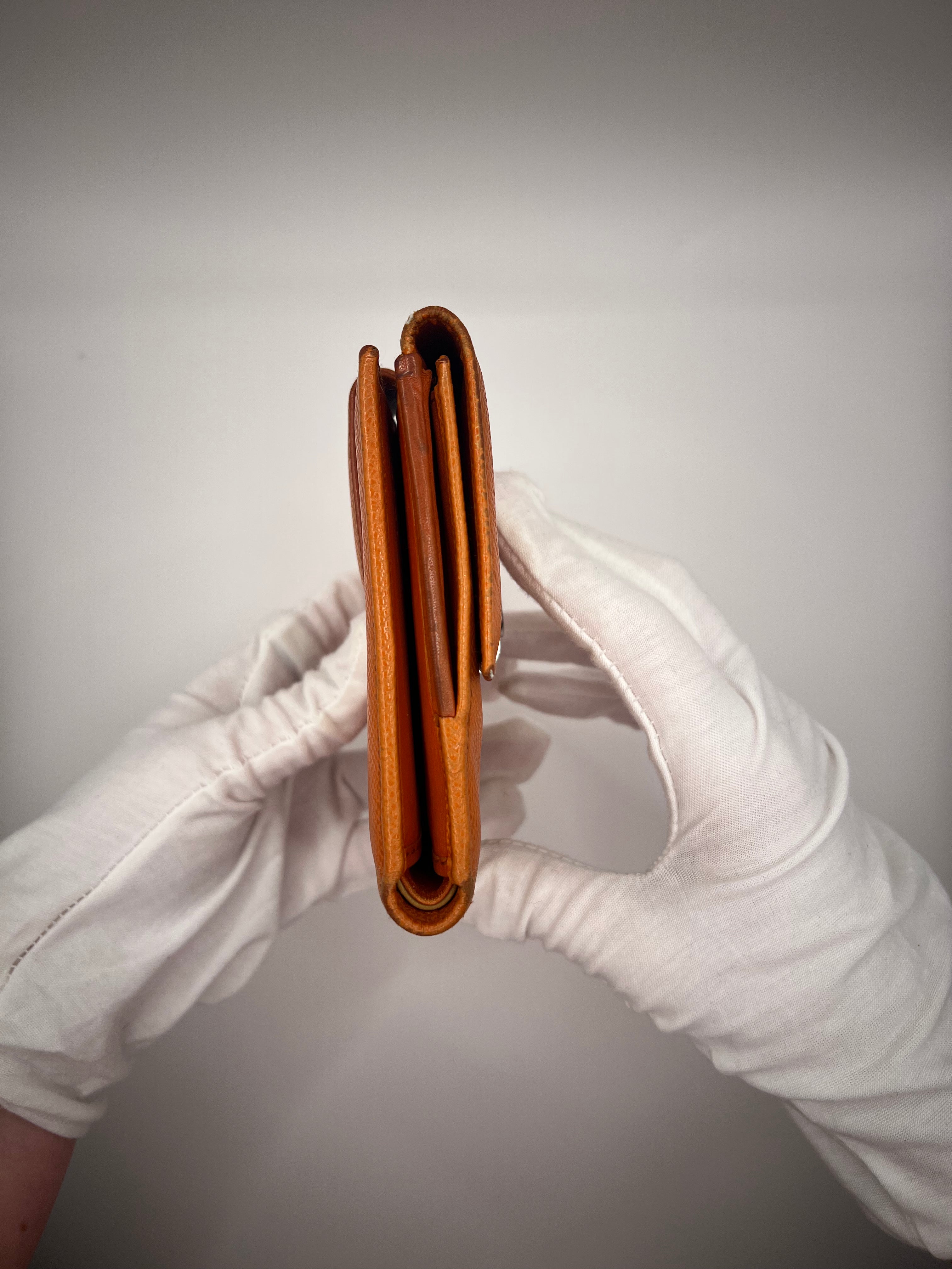 BVLGARI Burnt Orange Saffiano Leather Wallet