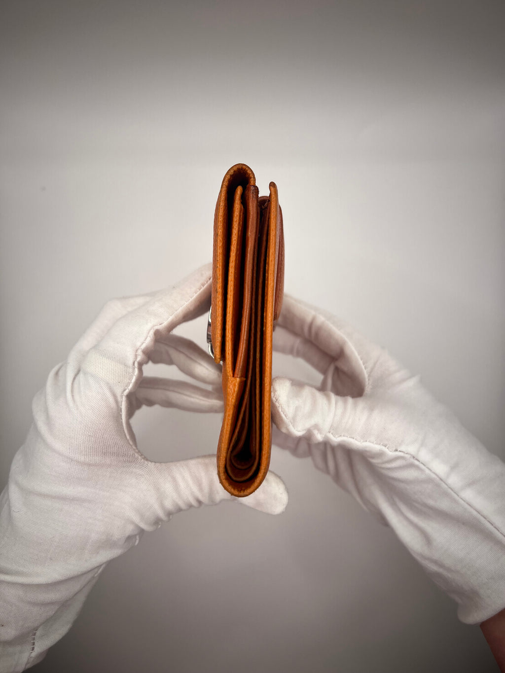 BVLGARI Burnt Orange Saffiano Leather Wallet