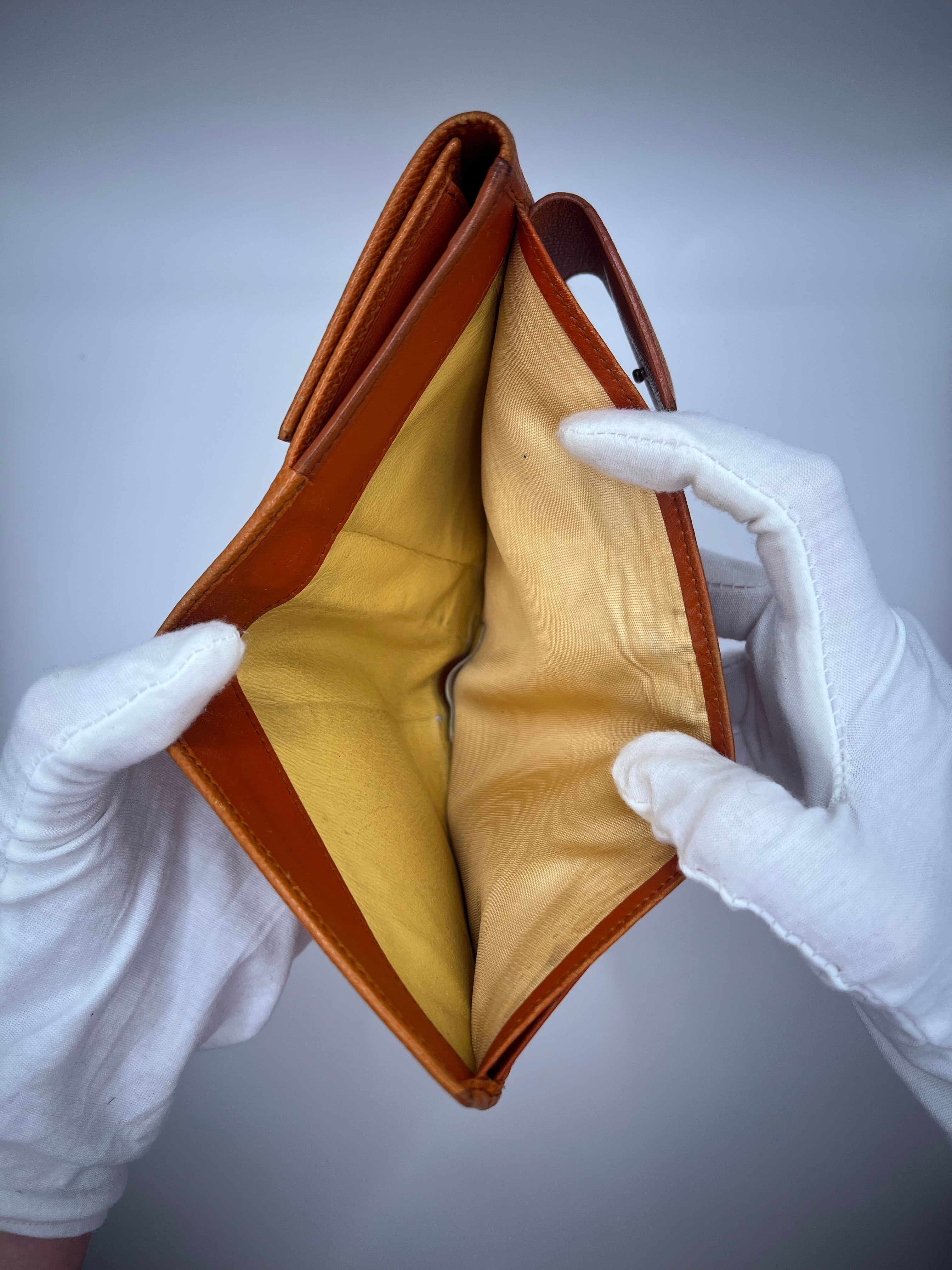 BVLGARI Burnt Orange Saffiano Leather Wallet