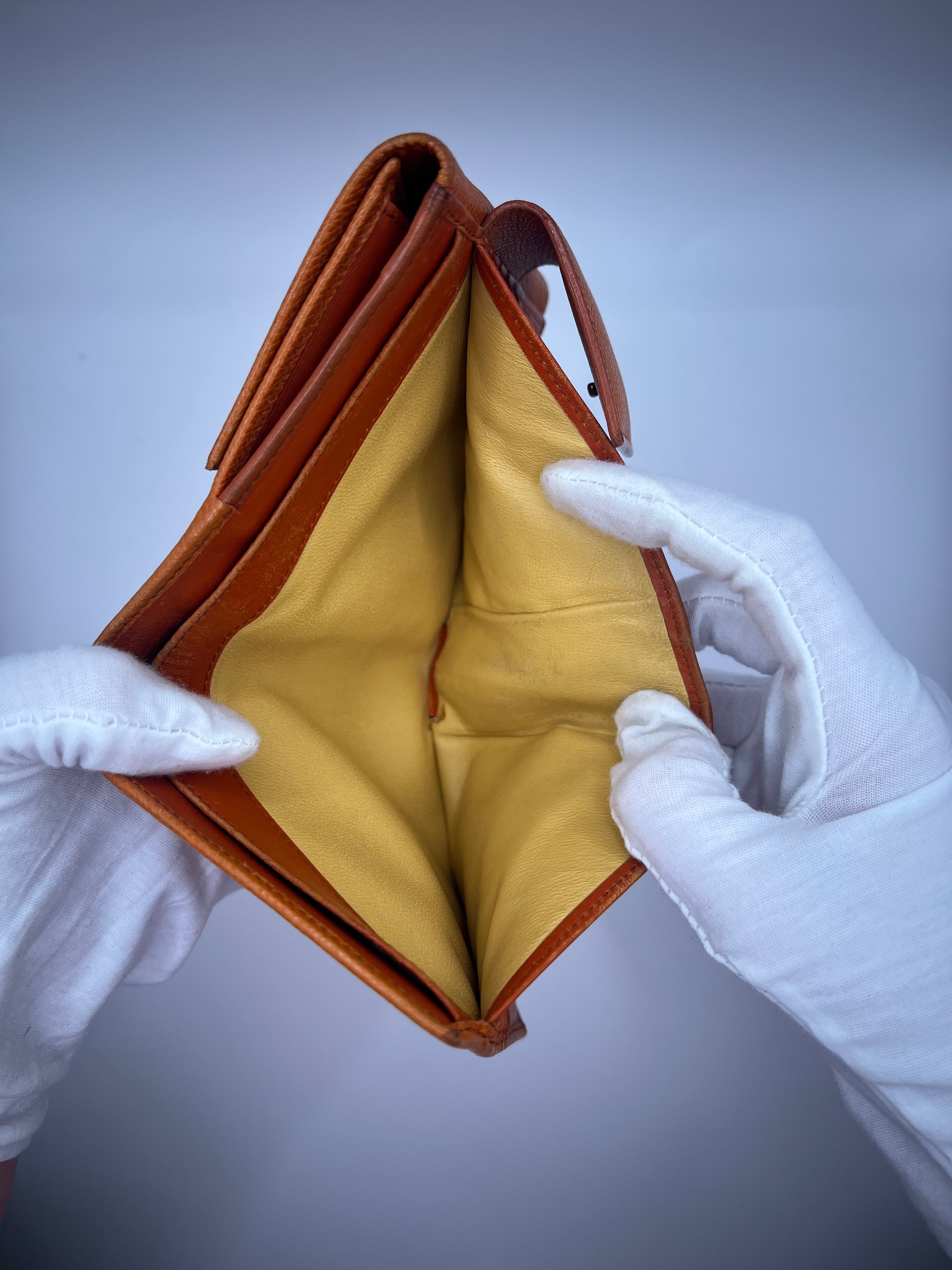 BVLGARI Burnt Orange Saffiano Leather Wallet