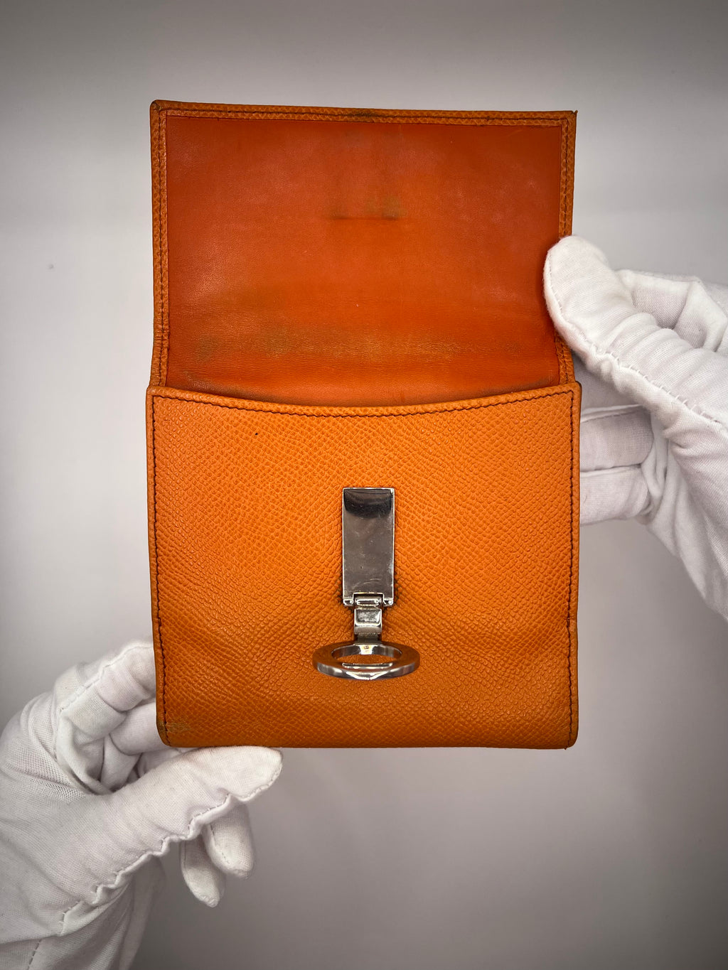 BVLGARI Burnt Orange Saffiano Leather Wallet
