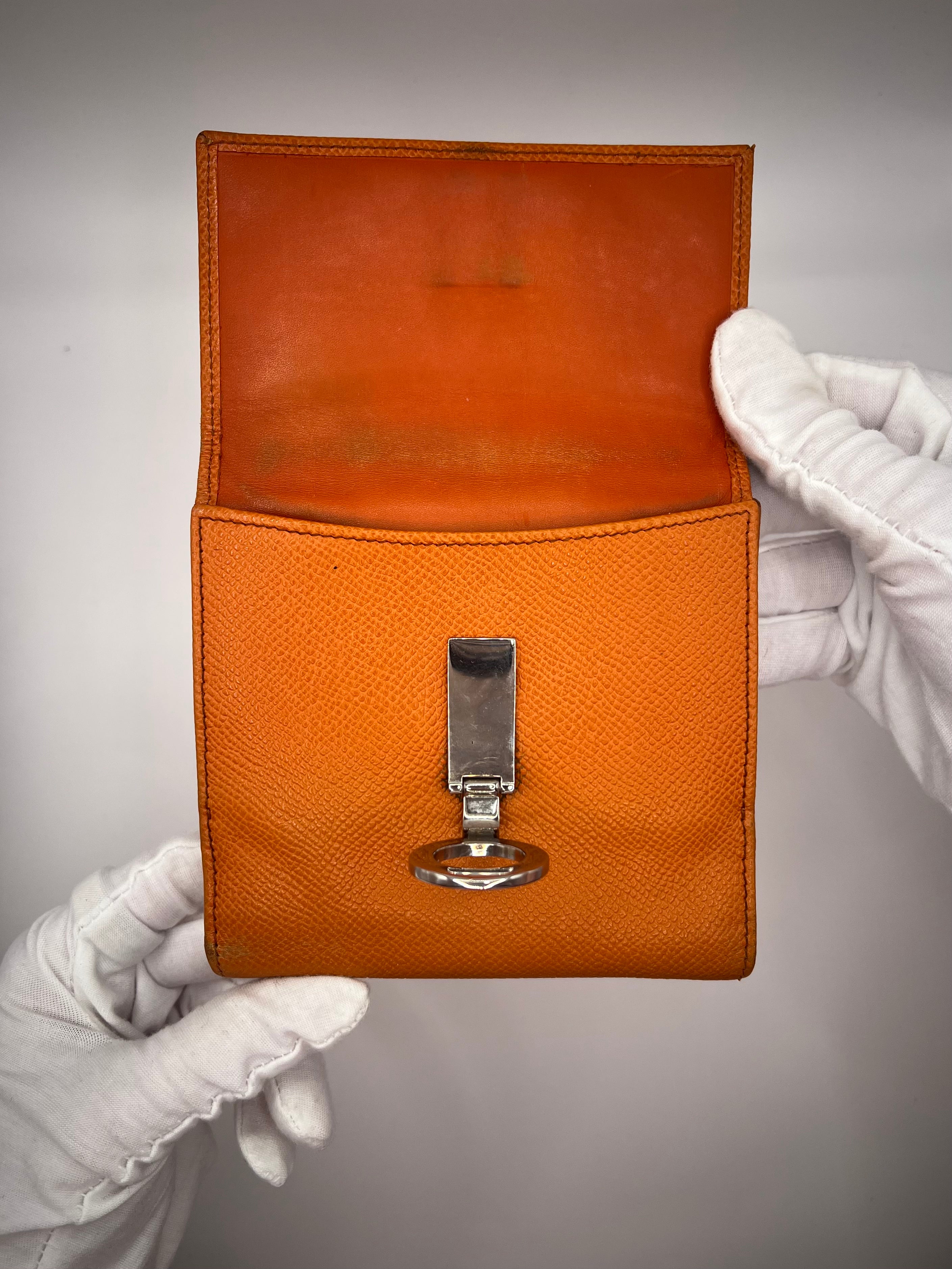 BVLGARI Burnt Orange Saffiano Leather Wallet