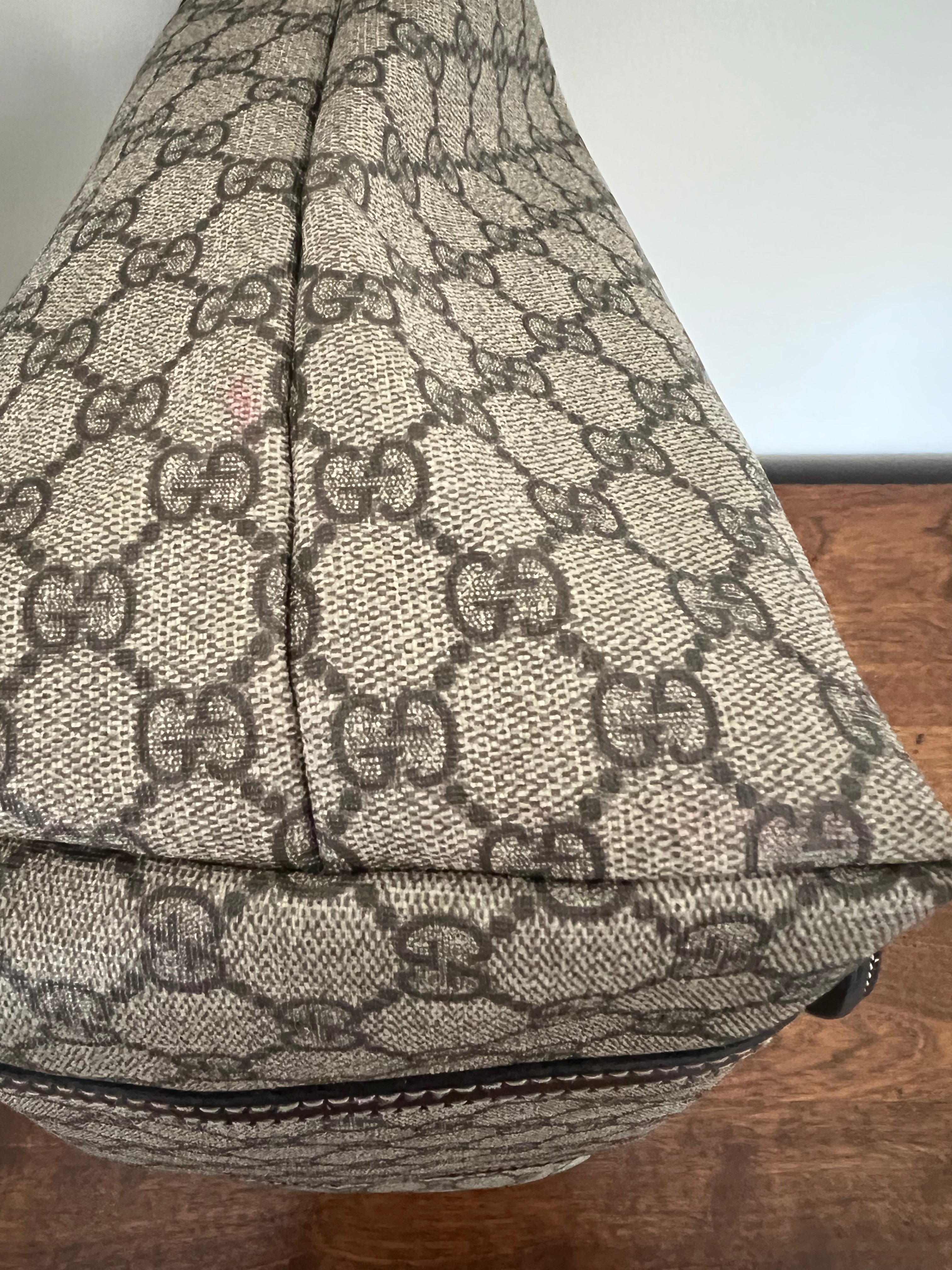 Gucci GG Canvas Tote with Brown Patent Leather Trim