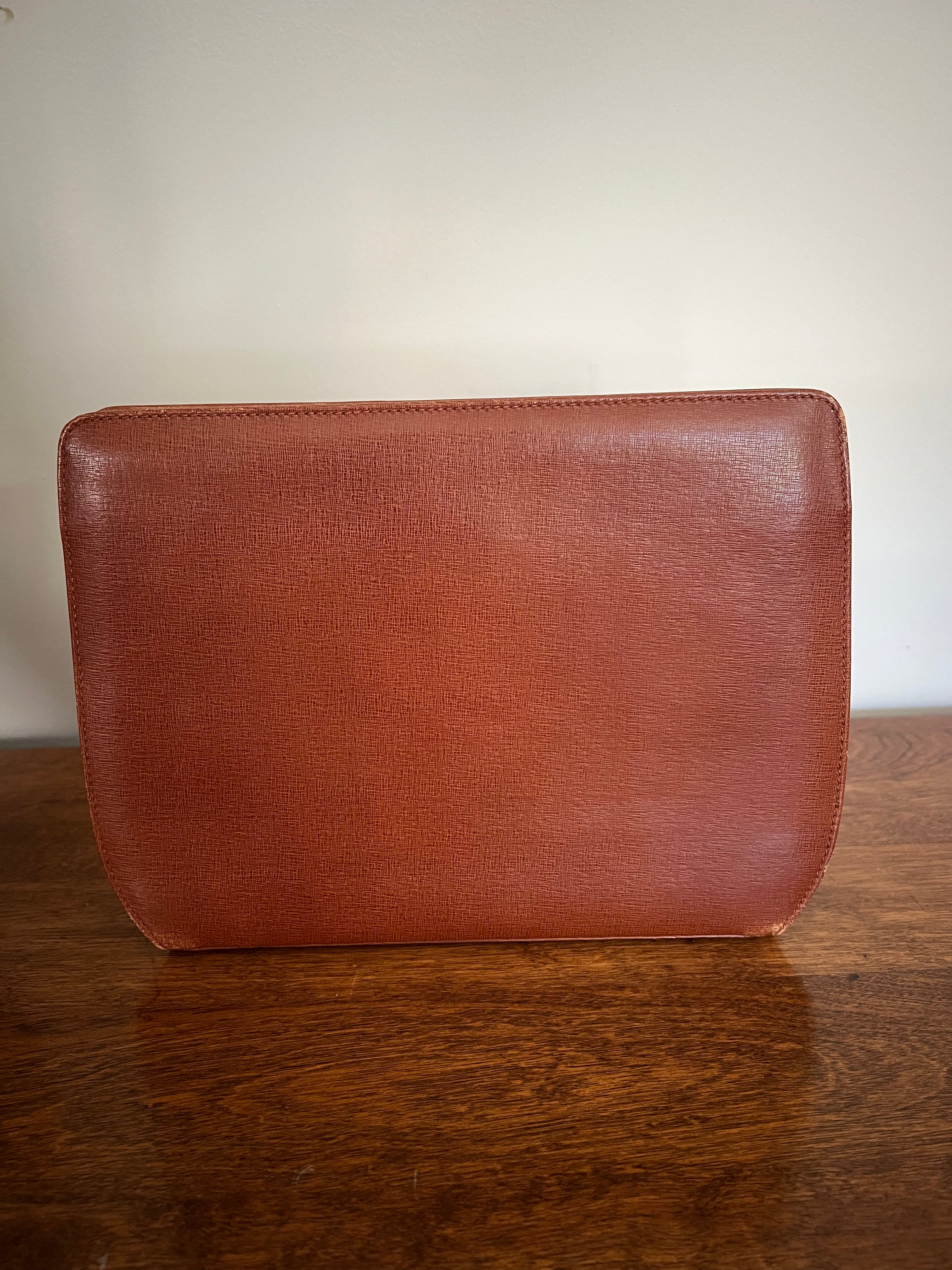 Salvatore Ferragamo Vintage Vara Chain Shoulder Bag – Brown Saffiano Leather