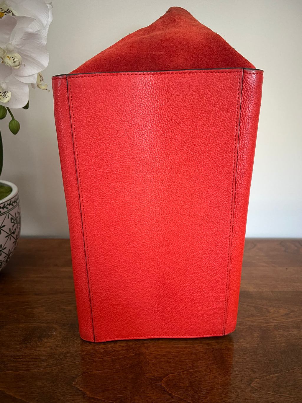 Céline Trapeze Bag in Vermilion Red Calfskin & Suede Wings (Phoebe Philo Era)