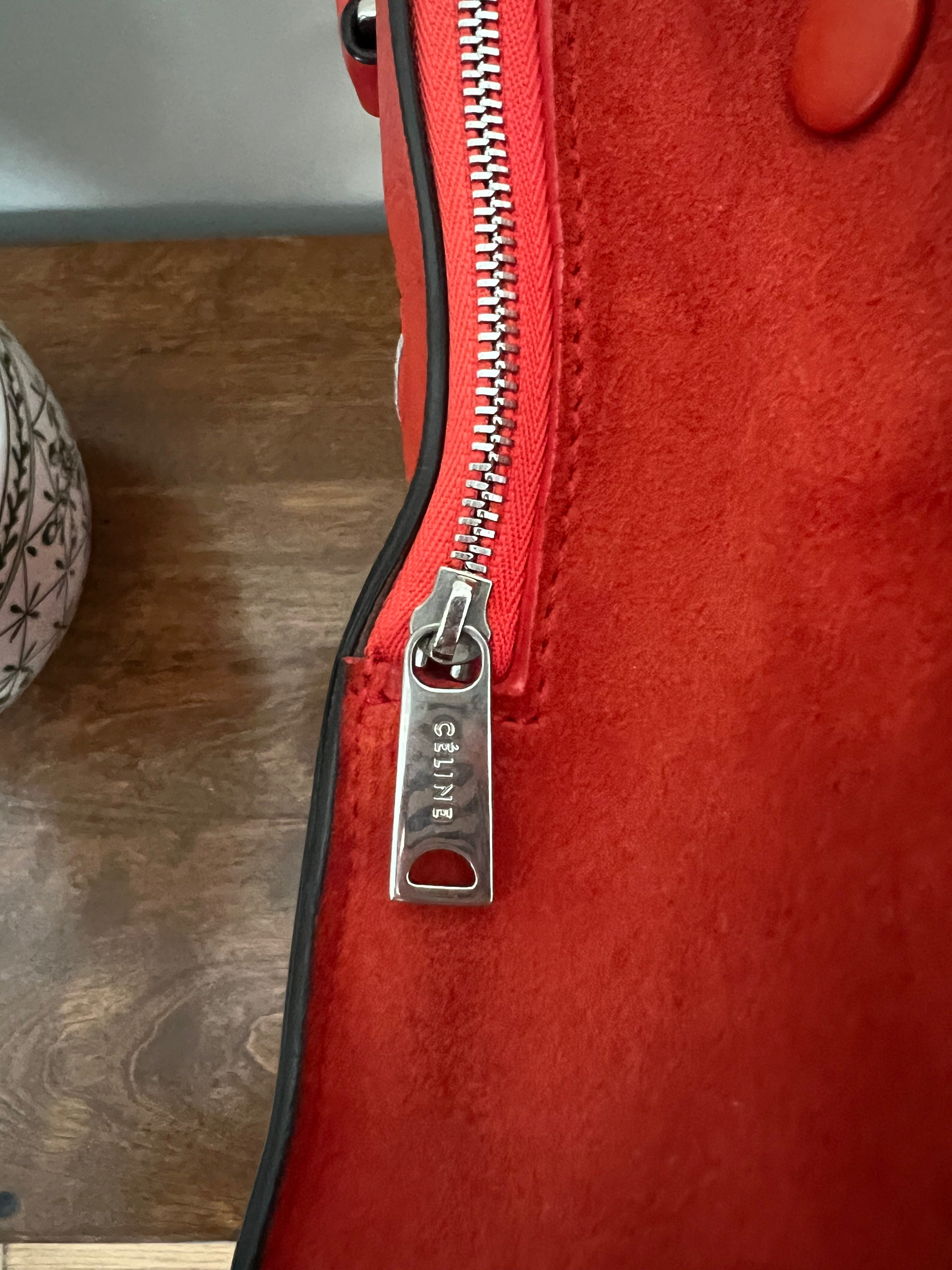 Céline Trapeze Bag in Vermilion Red Calfskin & Suede Wings (Phoebe Philo Era)