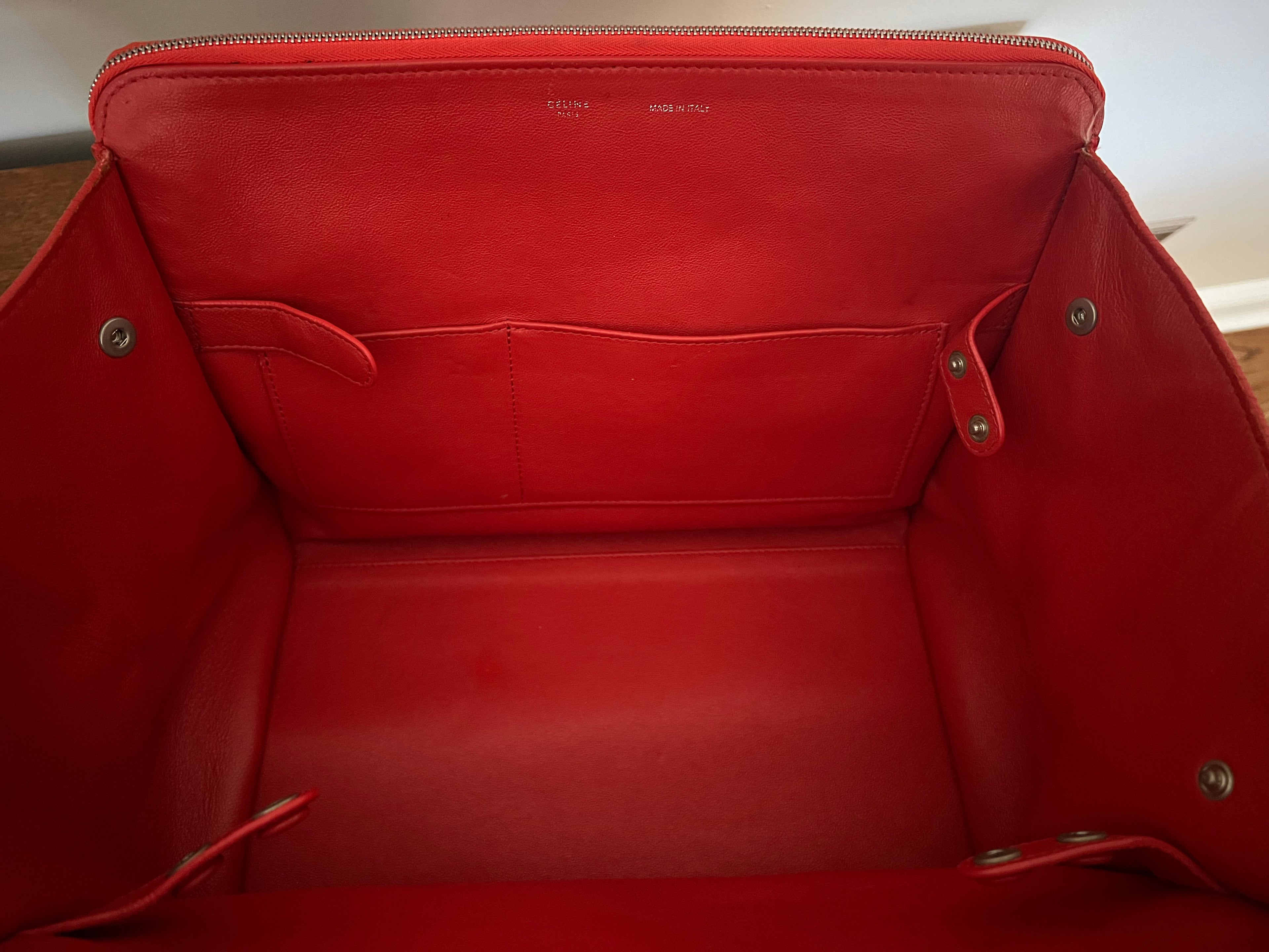 Céline Trapeze Bag in Vermilion Red Calfskin & Suede Wings (Phoebe Philo Era)