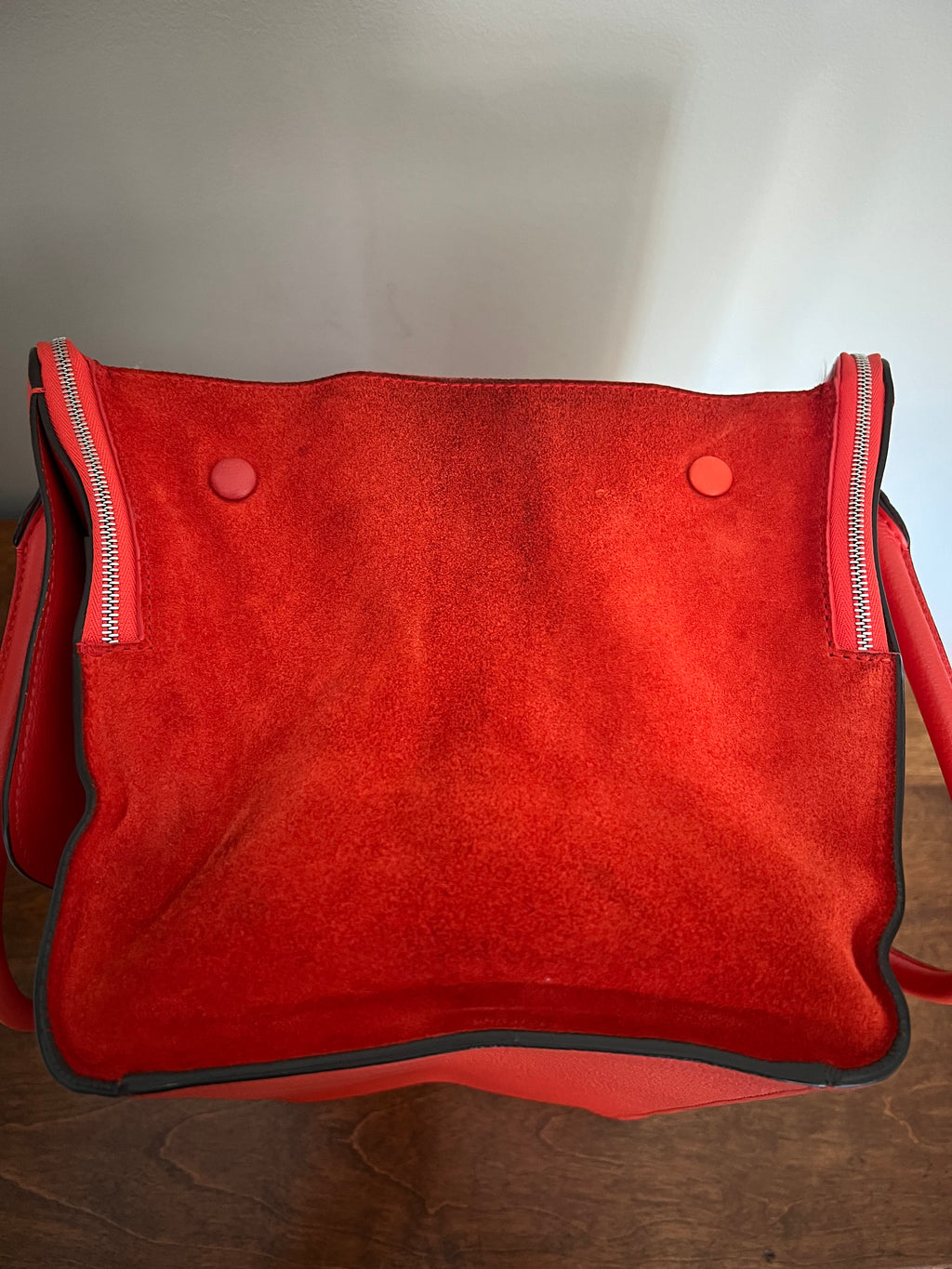Céline Trapeze Bag in Vermilion Red Calfskin & Suede Wings (Phoebe Philo Era)