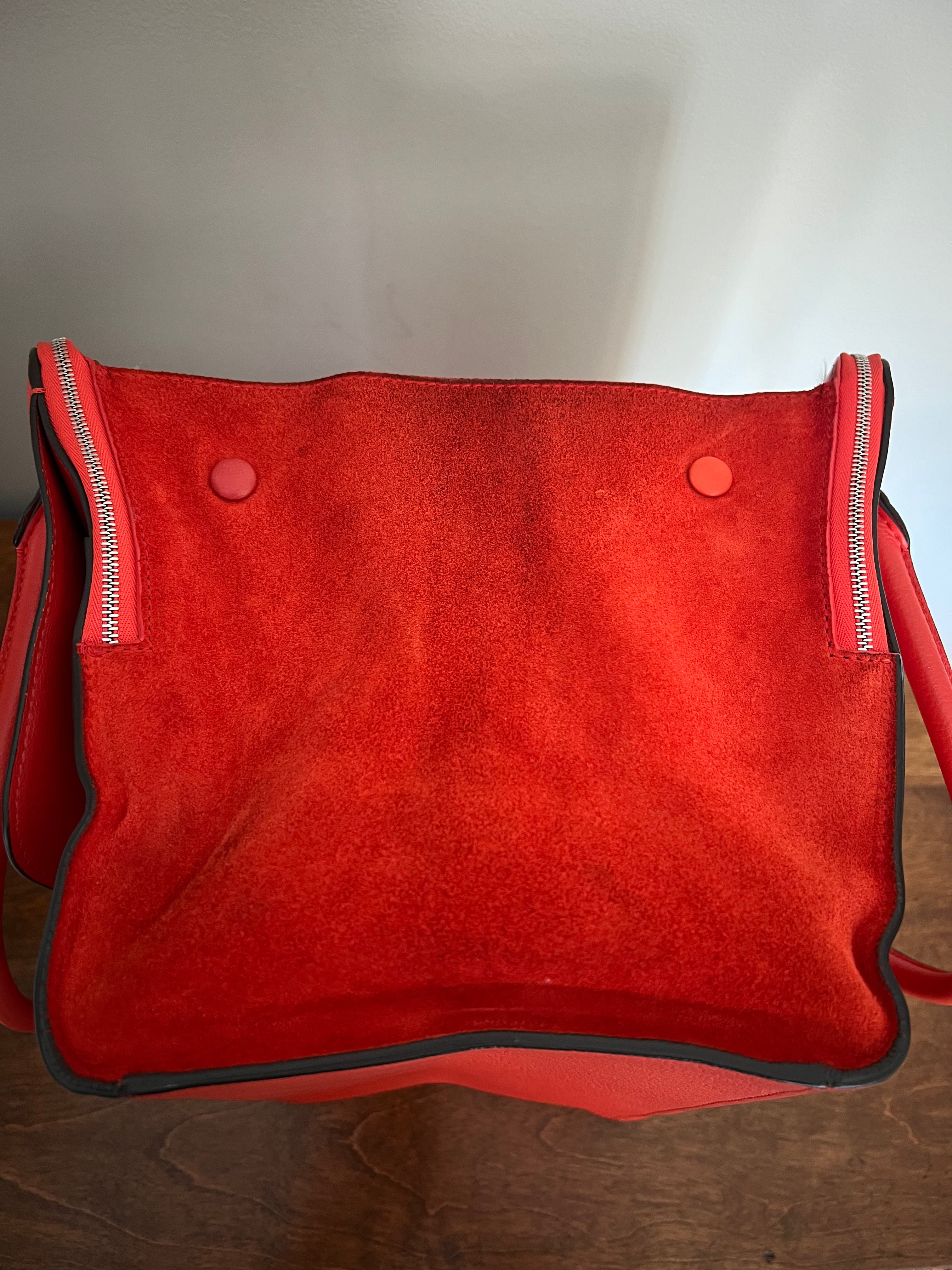 Céline Trapeze Bag in Vermilion Red Calfskin & Suede Wings (Phoebe Philo Era)