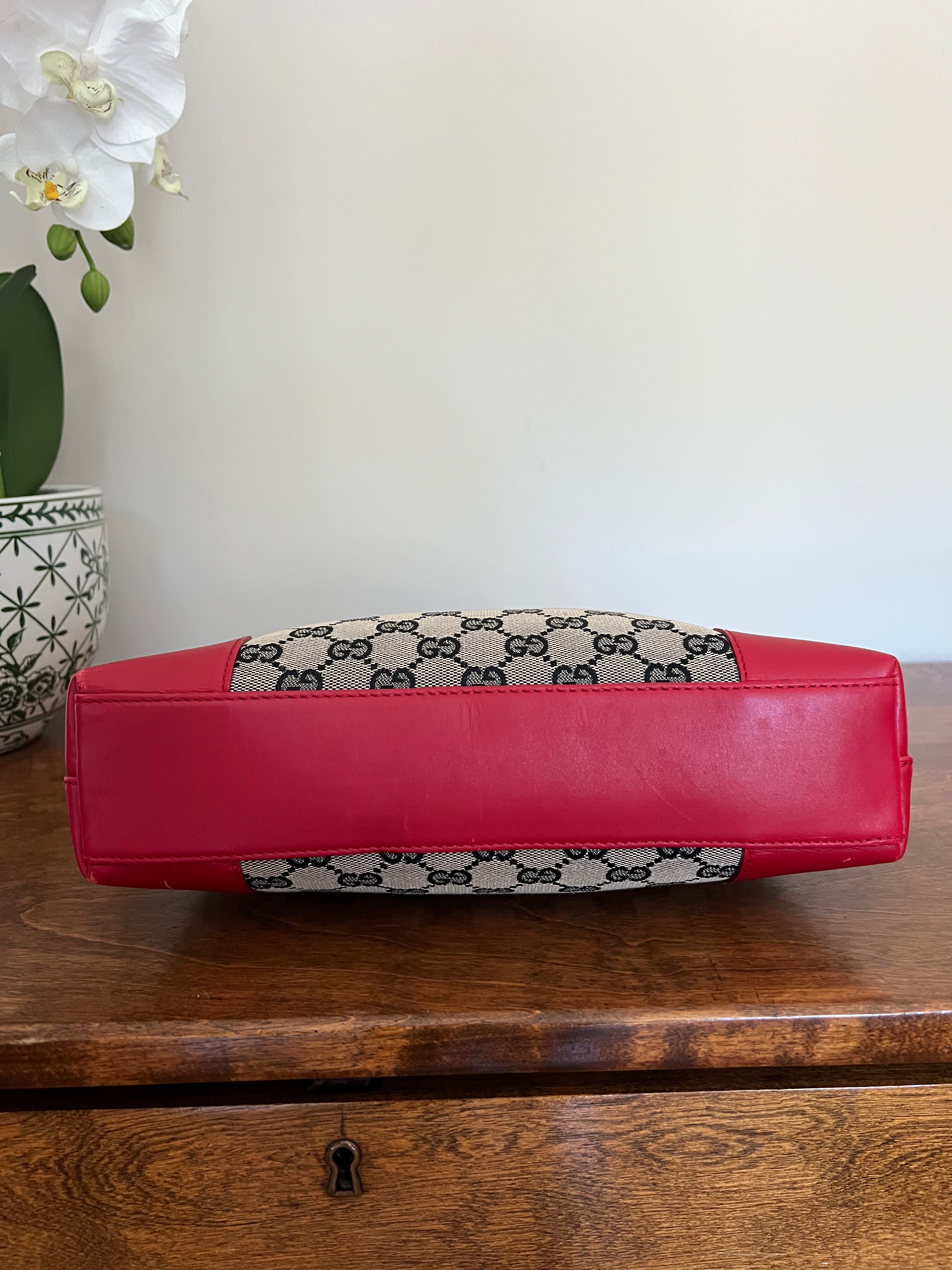 Gucci GG Supreme Canvas Shoulder Bag with Red Leather Trim