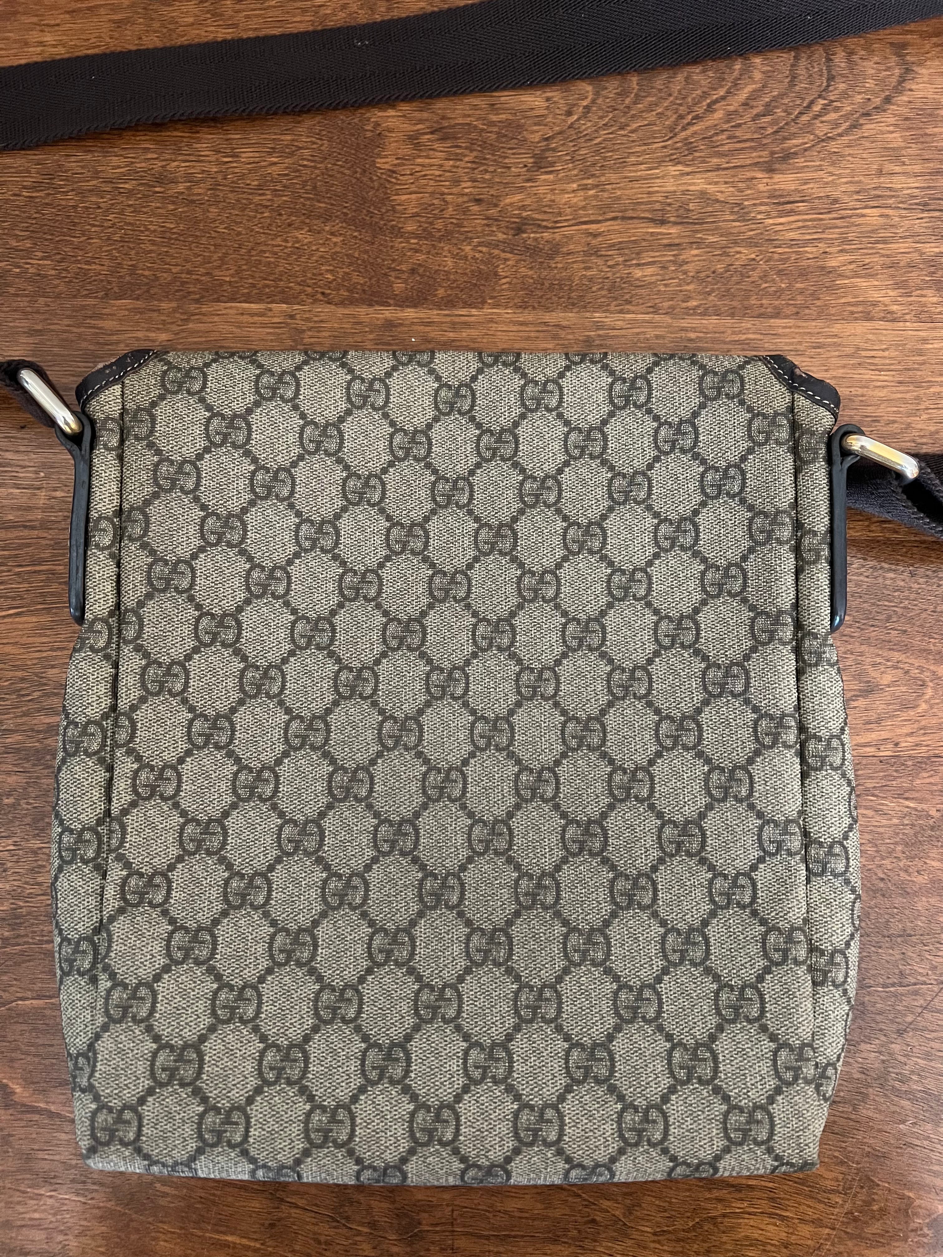 Gucci GG Canvas Messenger Bag – Brown Leather Trim