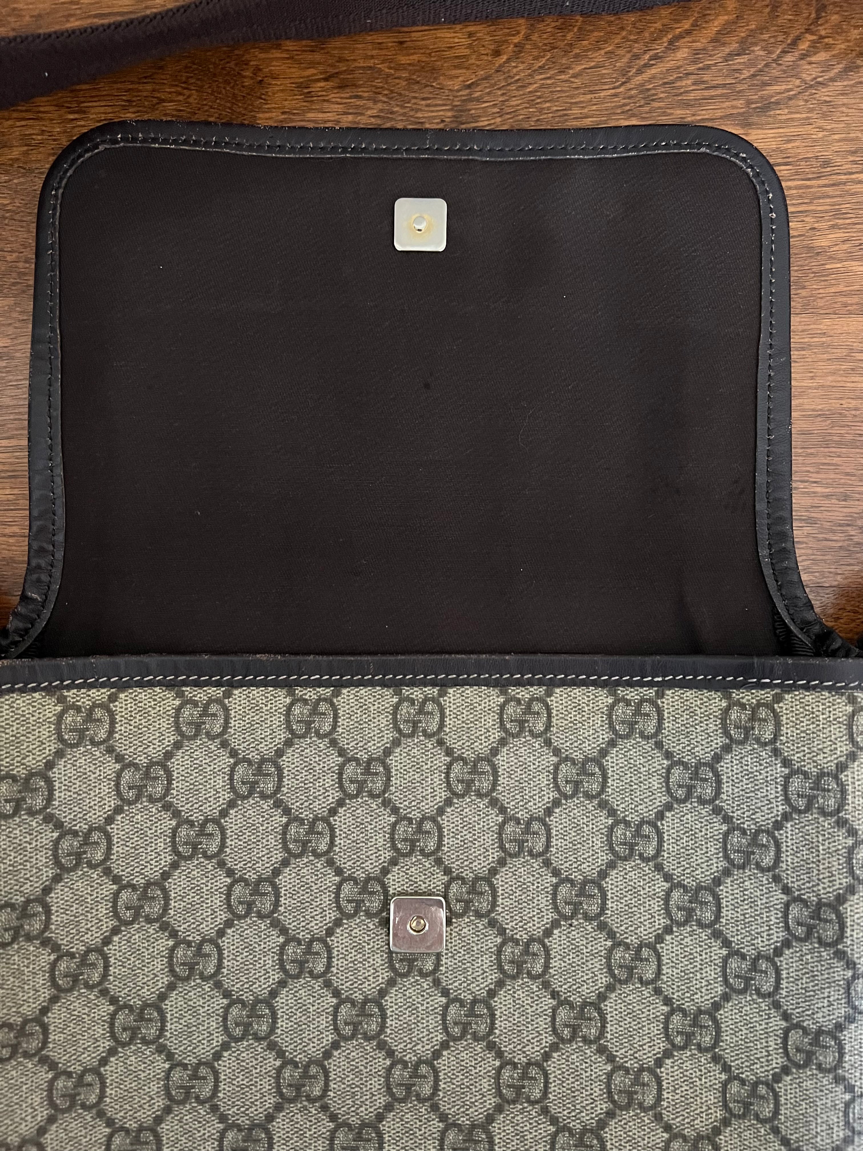 Gucci GG Canvas Messenger Bag – Brown Leather Trim