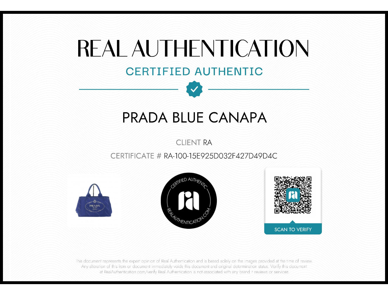 Prada Blue Canapa Tote