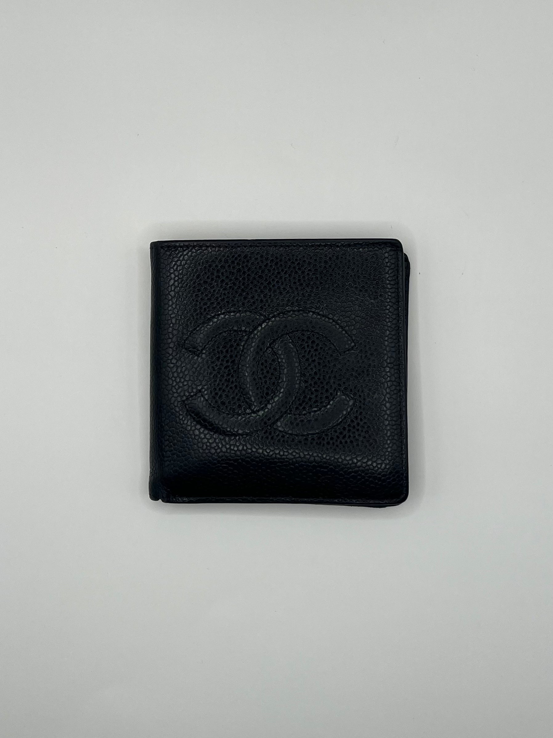 Chanel Black Caviar Bifold Wallet (c. 1997–99) — Made in France