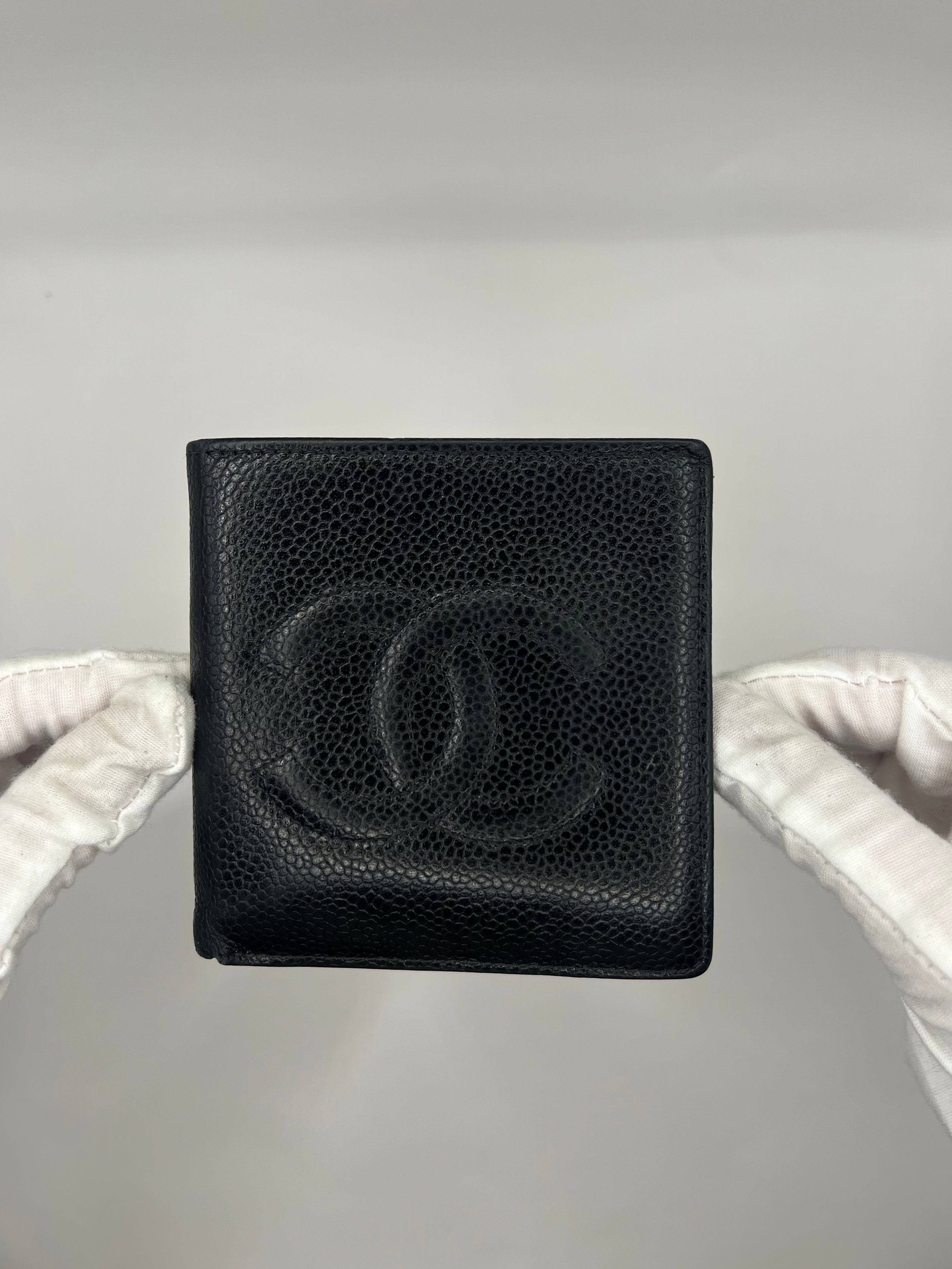 Chanel Black Caviar Bifold Wallet (c. 1997–99) — Made in France