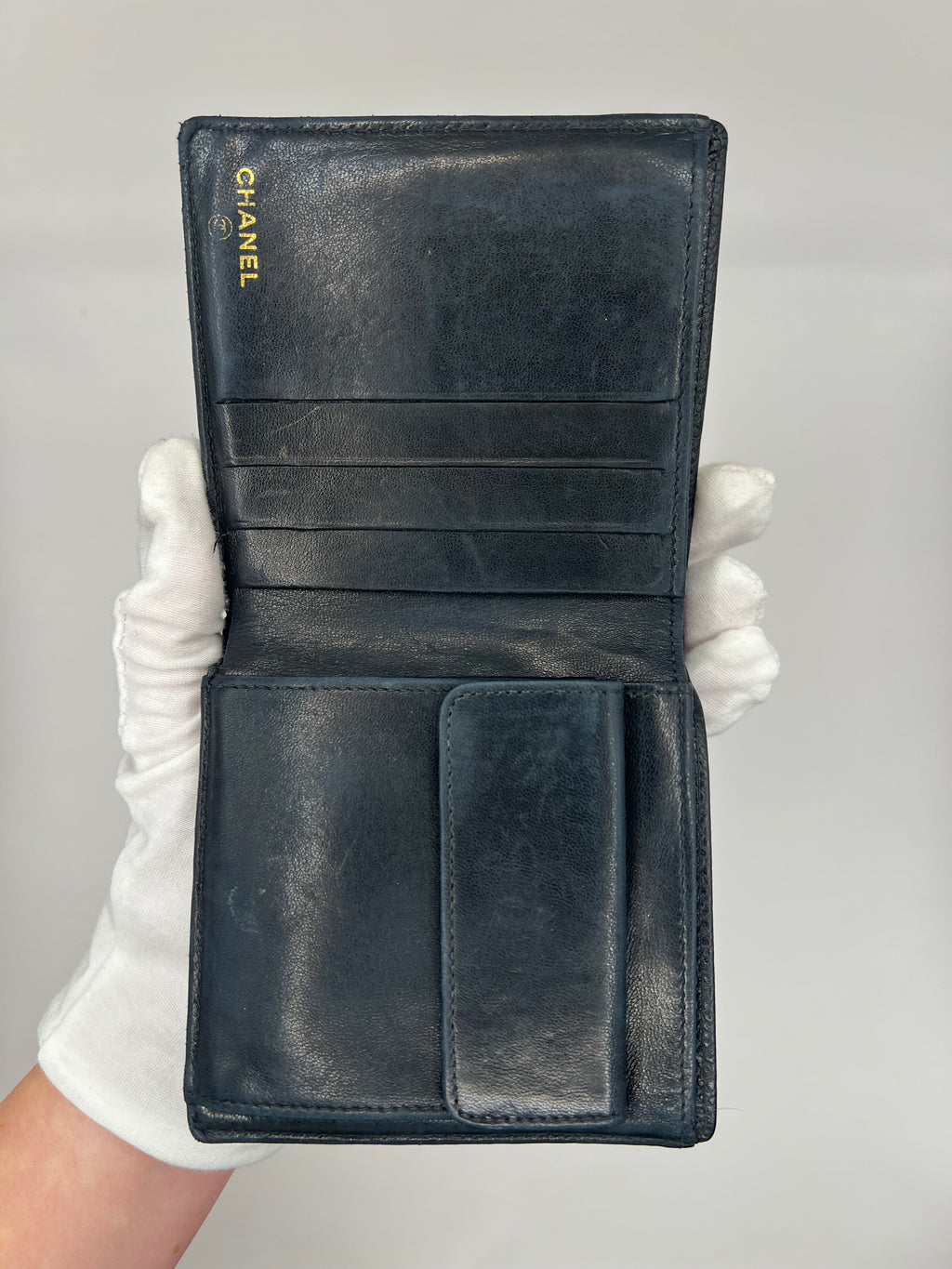 Chanel Black Caviar Bifold Wallet (c. 1997–99) — Made in France