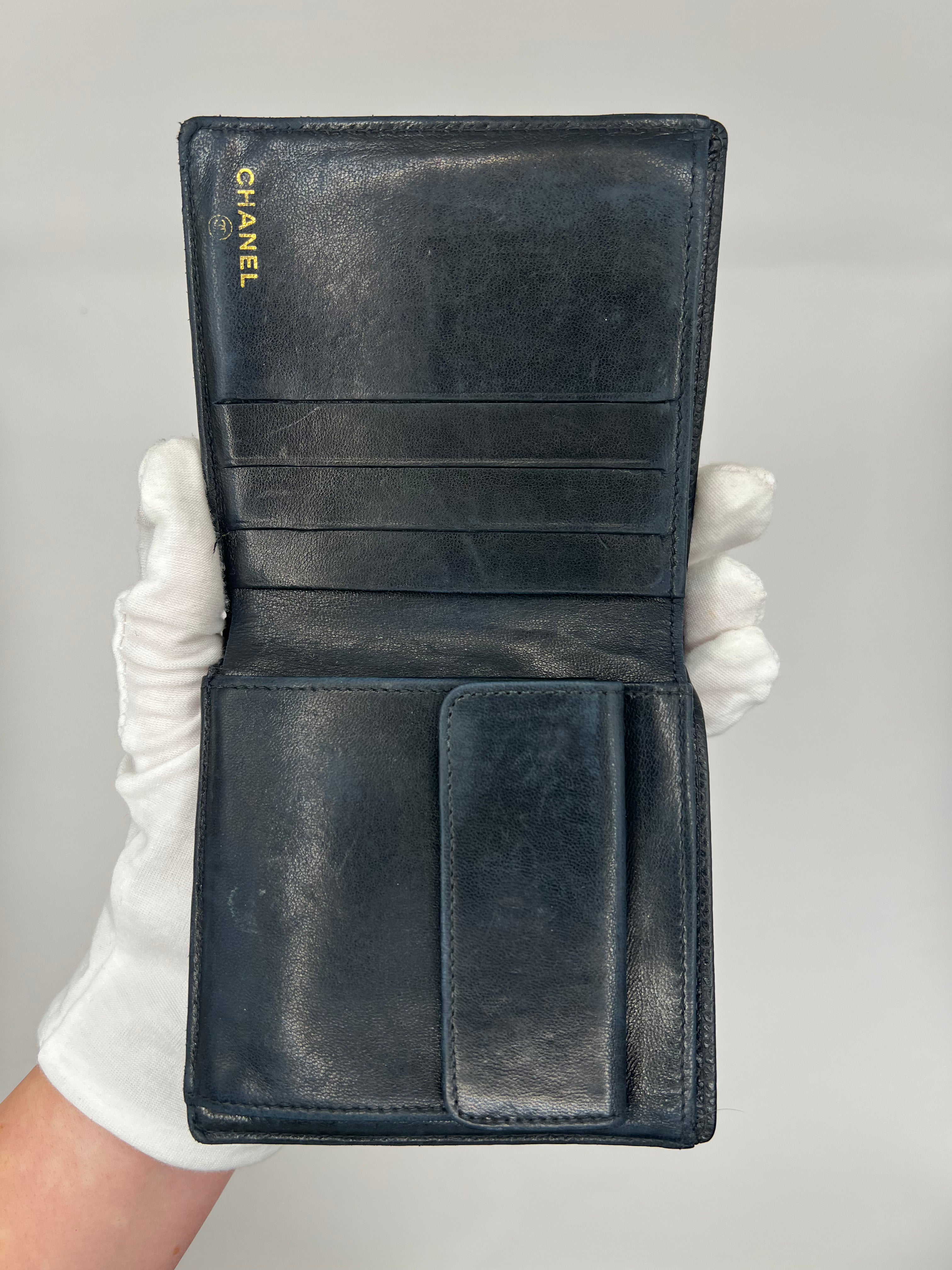 Chanel Black Caviar Bifold Wallet (c. 1997–99) — Made in France