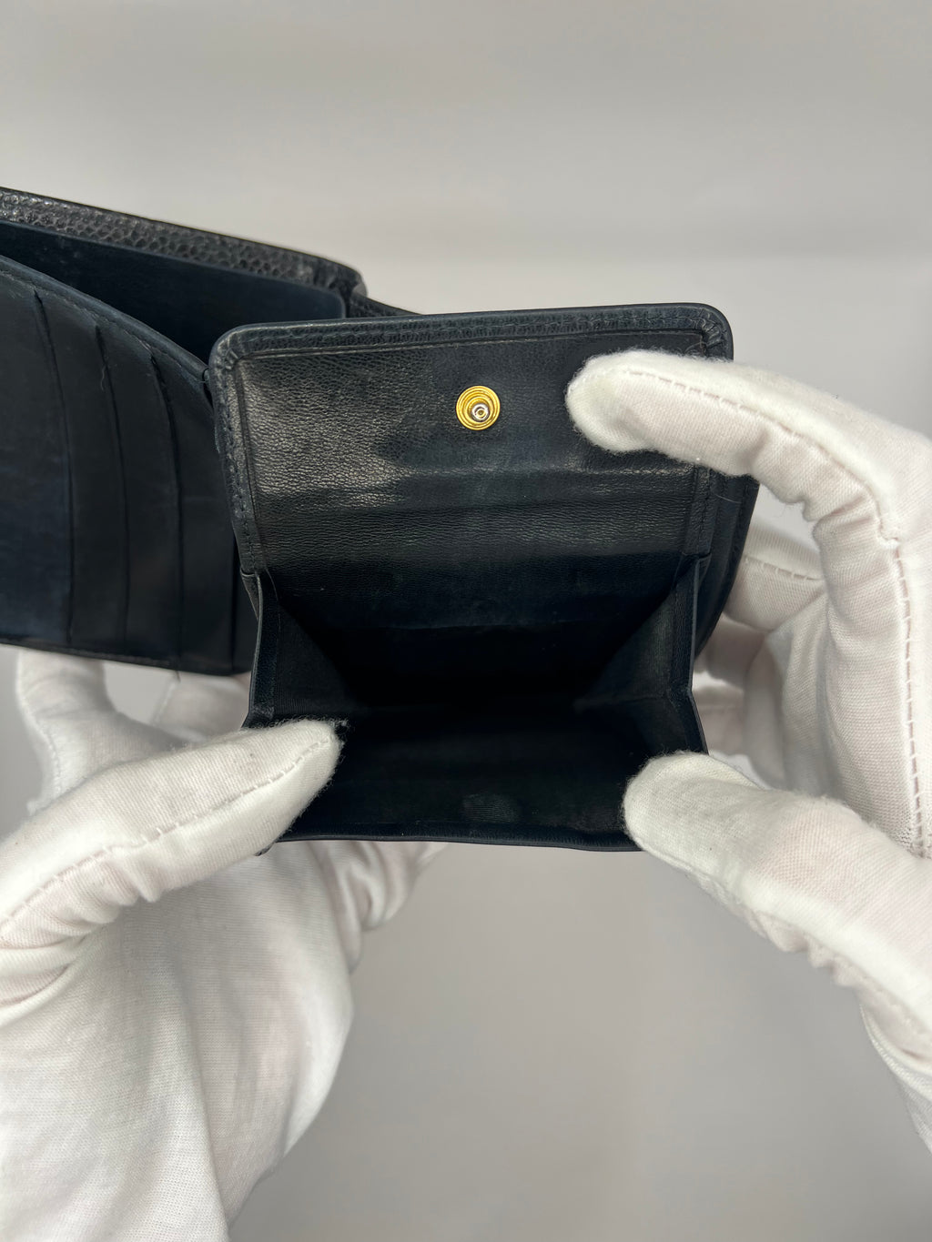 Chanel Black Caviar Bifold Wallet (c. 1997–99) — Made in France