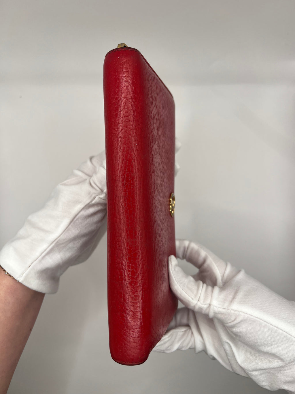 Gucci Red Pebbled Leather Zip-Around Wallet