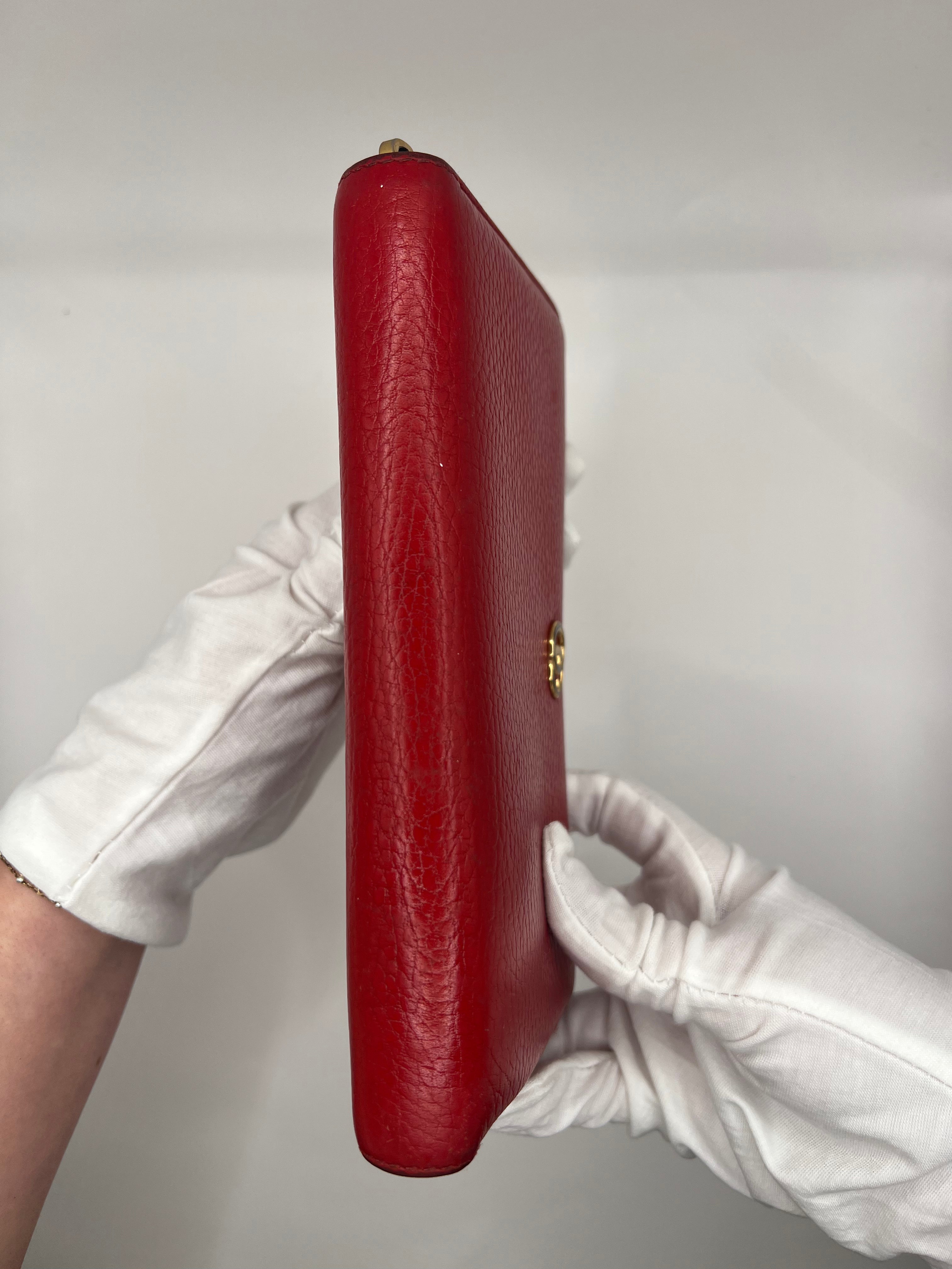 Gucci Red Pebbled Leather Zip-Around Wallet