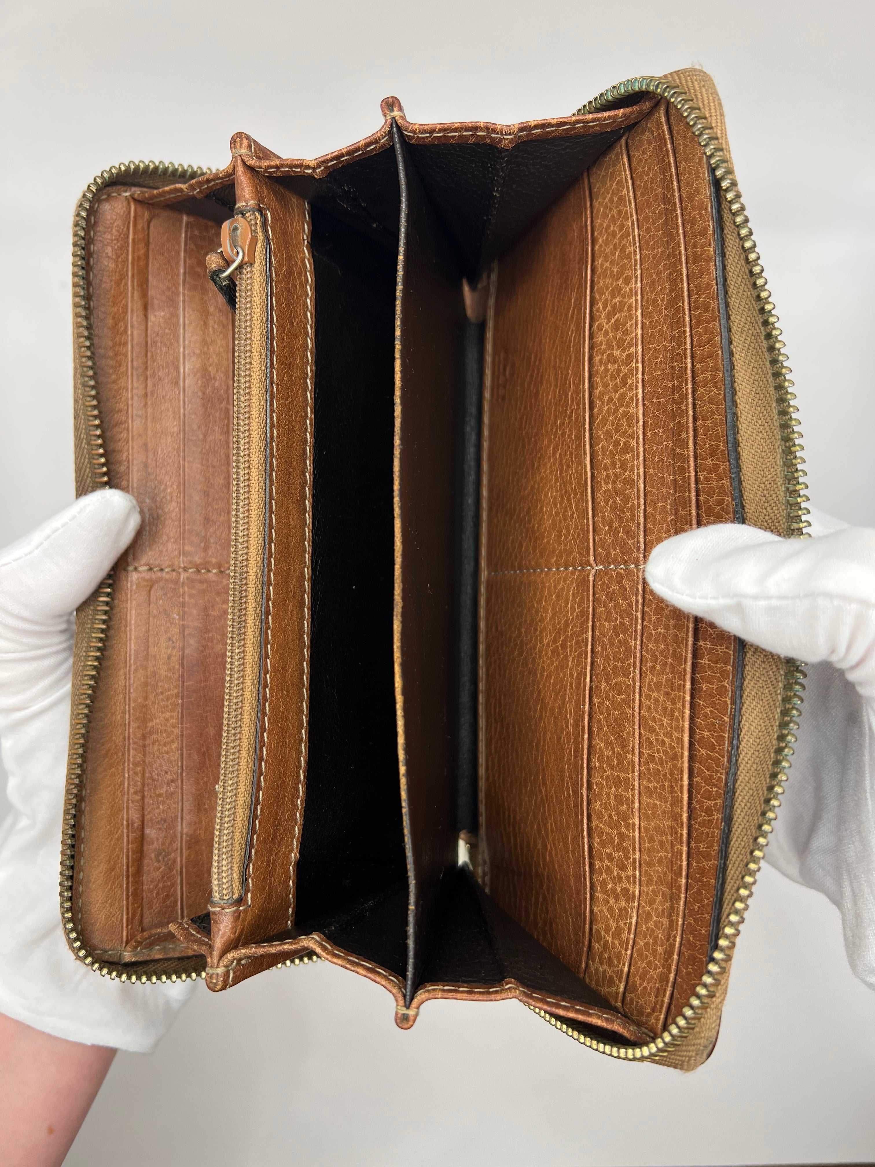 Gucci Guccissima Leather Zip-Around Wallet with bamboo tassel pull