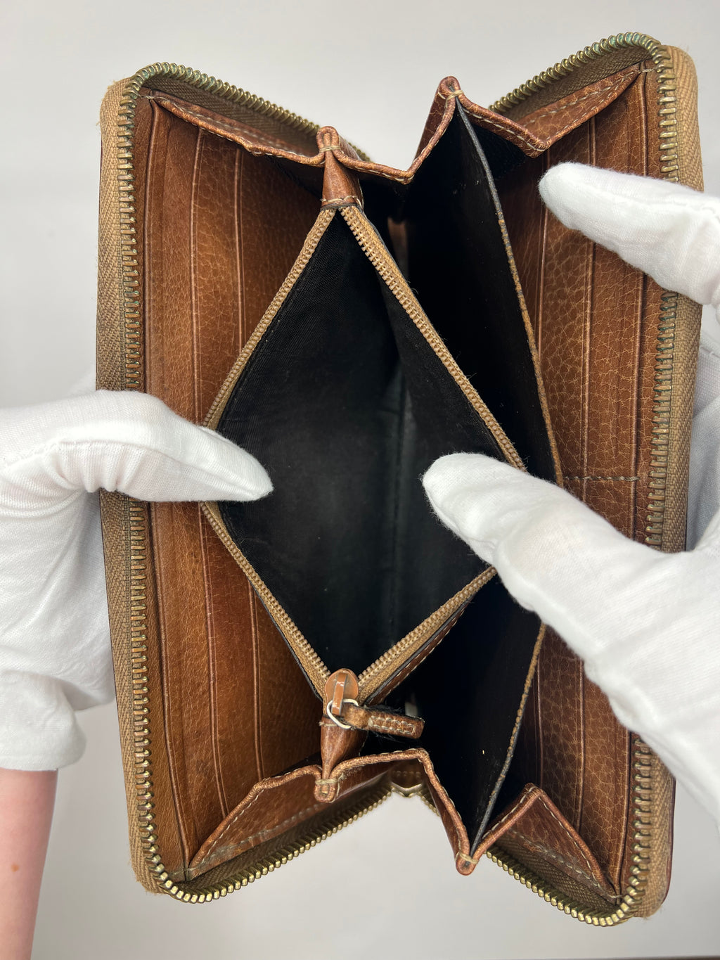 Gucci Guccissima Leather Zip-Around Wallet with bamboo tassel pull