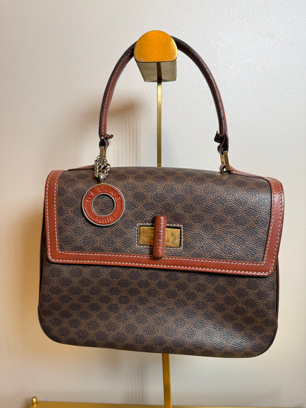 Vintage Celine Macadam Top Handle Turn-Lock Bag