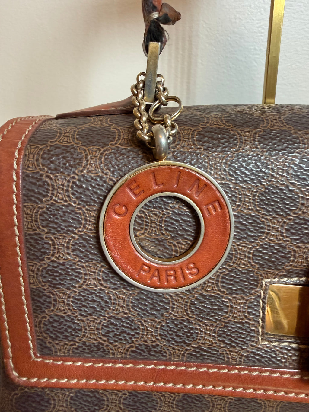 Vintage Celine Macadam Top Handle Turn-Lock Bag