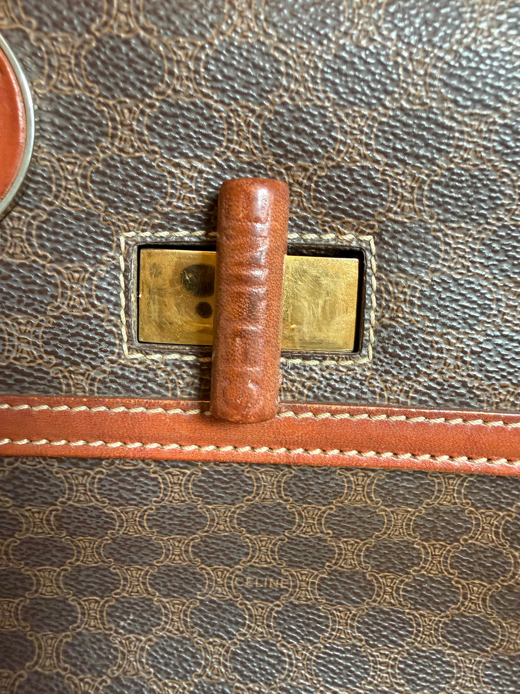 Vintage Celine Macadam Top Handle Turn-Lock Bag
