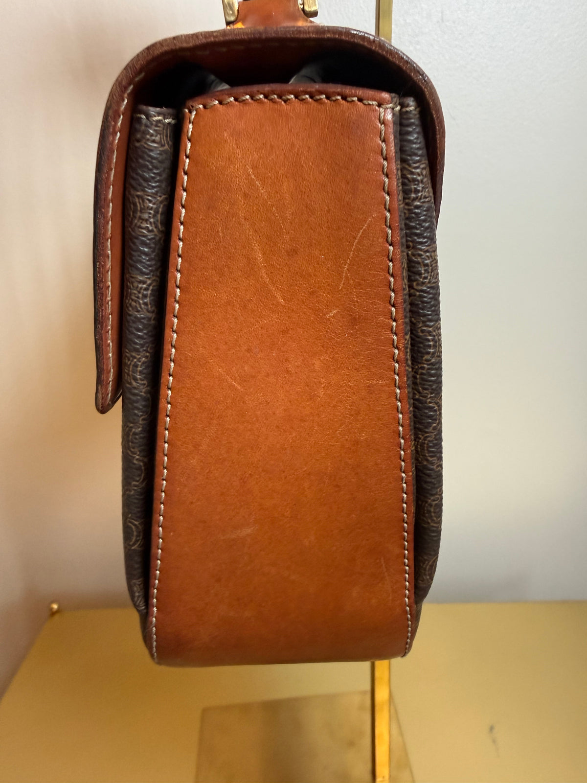Vintage Celine Macadam Top Handle Turn-Lock Bag