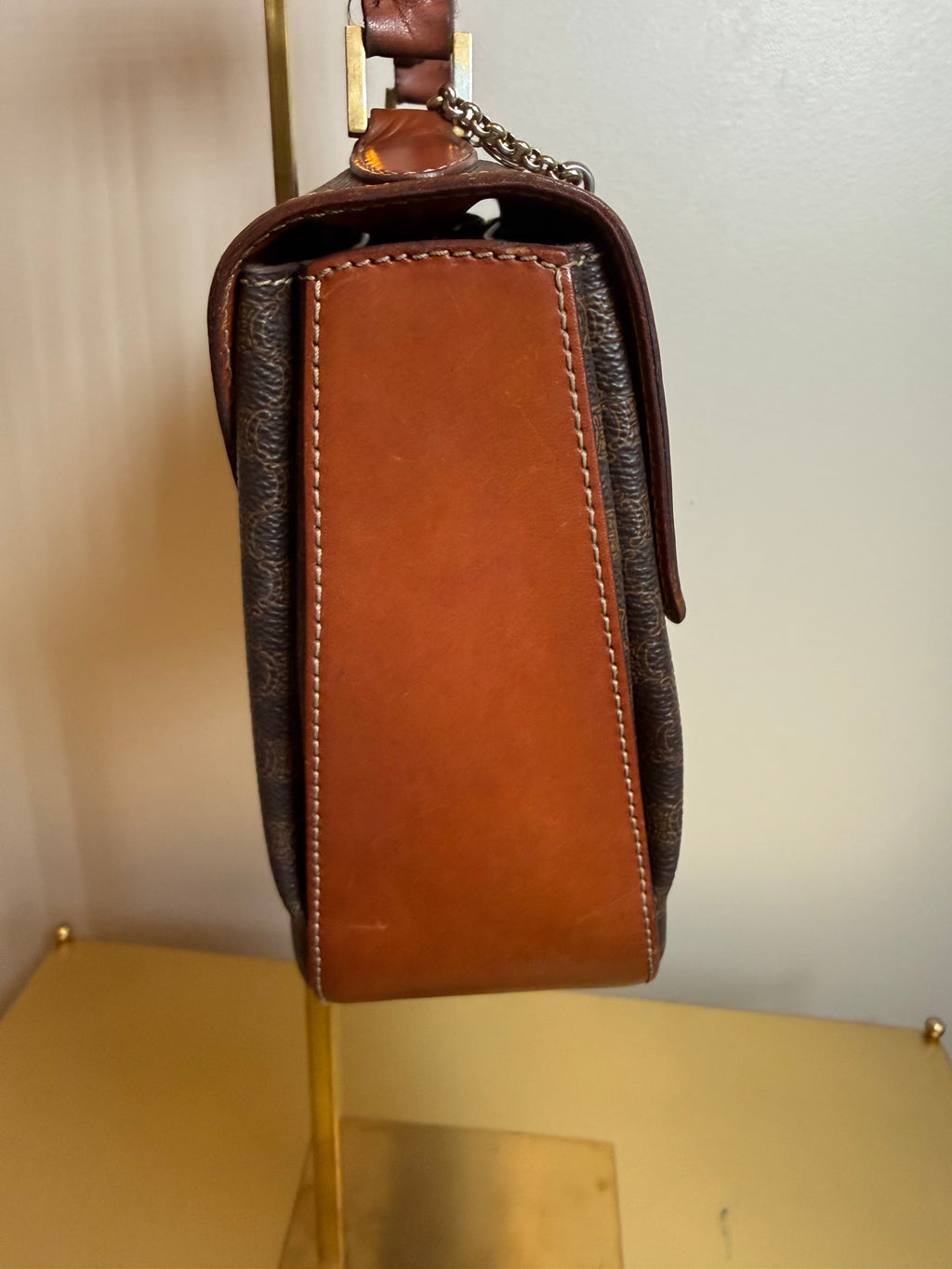 Vintage Celine Macadam Top Handle Turn-Lock Bag
