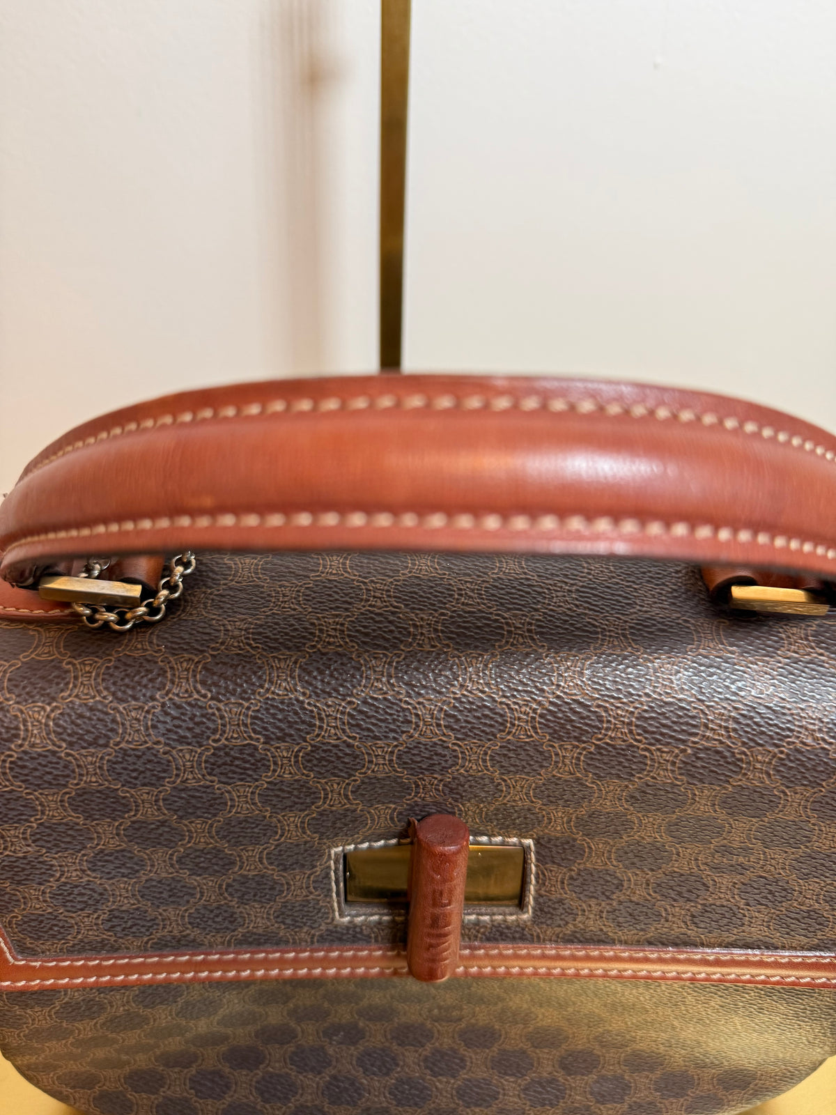 Vintage Celine Macadam Top Handle Turn-Lock Bag