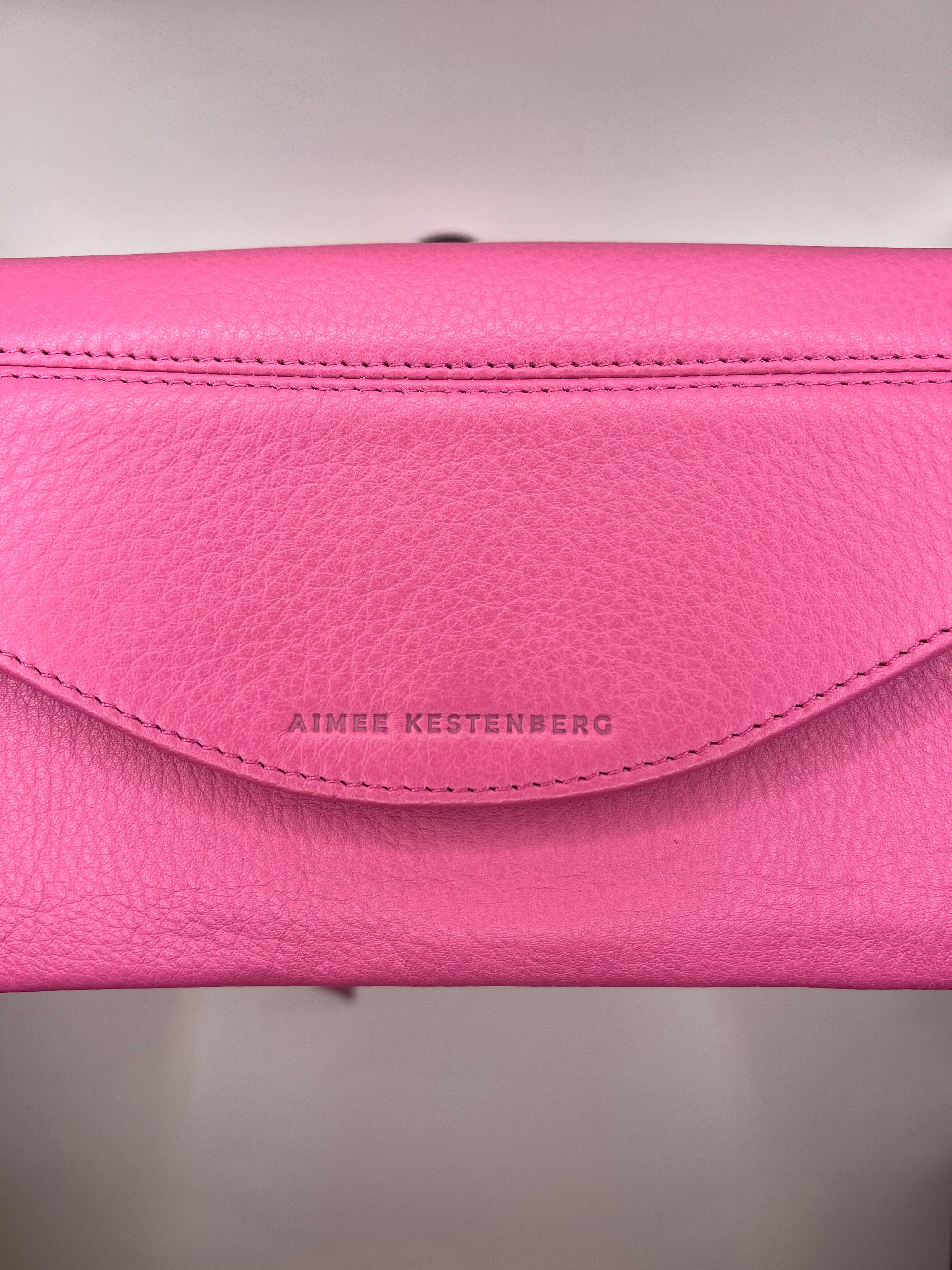 Aimee Kestenberg Pink Leather Wallet on Chain Crossbody Bag